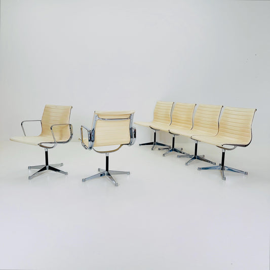 Set of 6 Mid Century EA105-EA108 chairs by Charles & Ray Eames for Herman Miller, 1970s USA