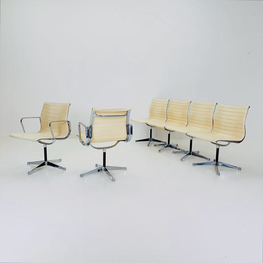 Set of 6 Mid Century EA105-EA108 chairs by Charles & Ray Eames for Herman Miller, 1970s USA