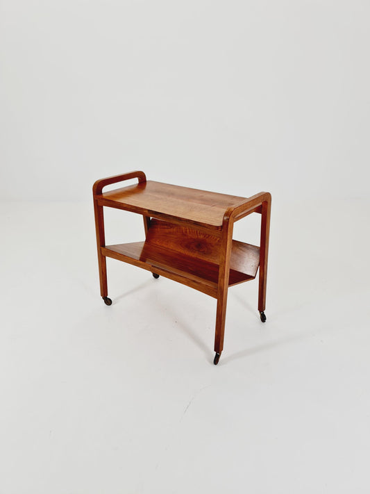 Midcentury Walnut Vintage big Side table/ Bedside table/ Night stand with News Paper shelf straight from the sixties By Opal