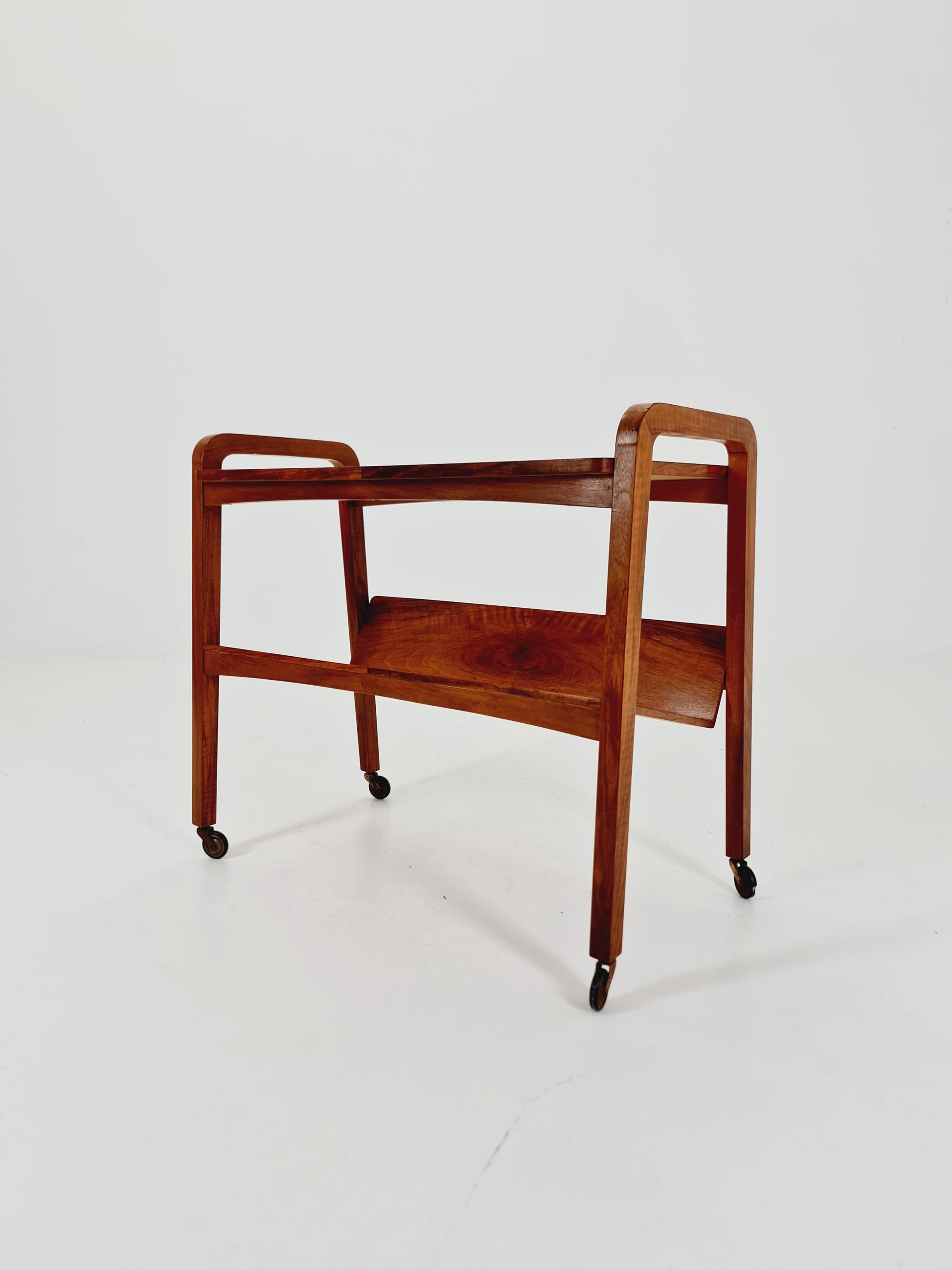 Midcentury Walnut Vintage big Side table/ Bedside table/ Night stand with News Paper shelf straight from the sixties By Opal