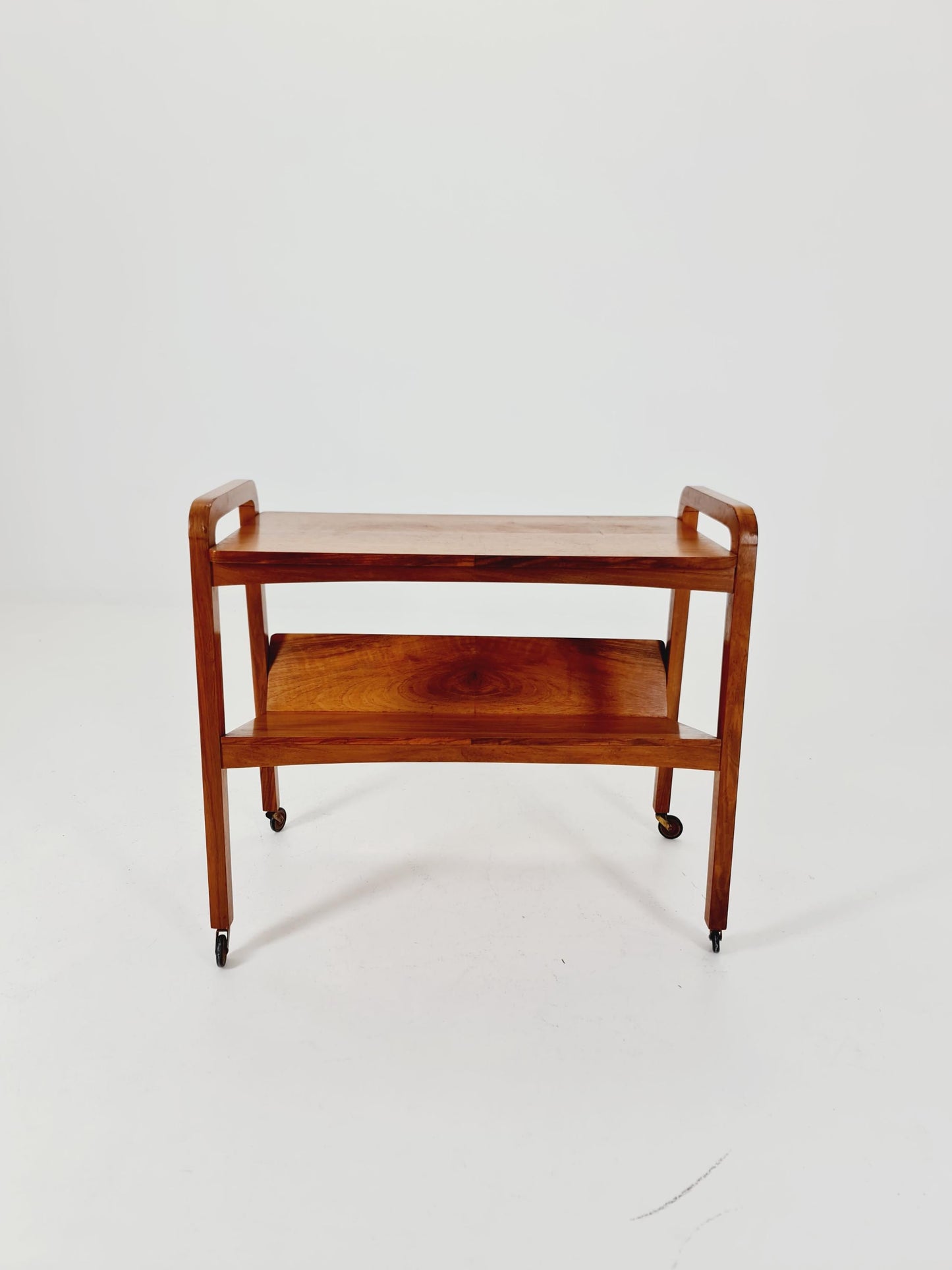 Midcentury Walnut Vintage big Side table/ Bedside table/ Night stand with News Paper shelf straight from the sixties By Opal