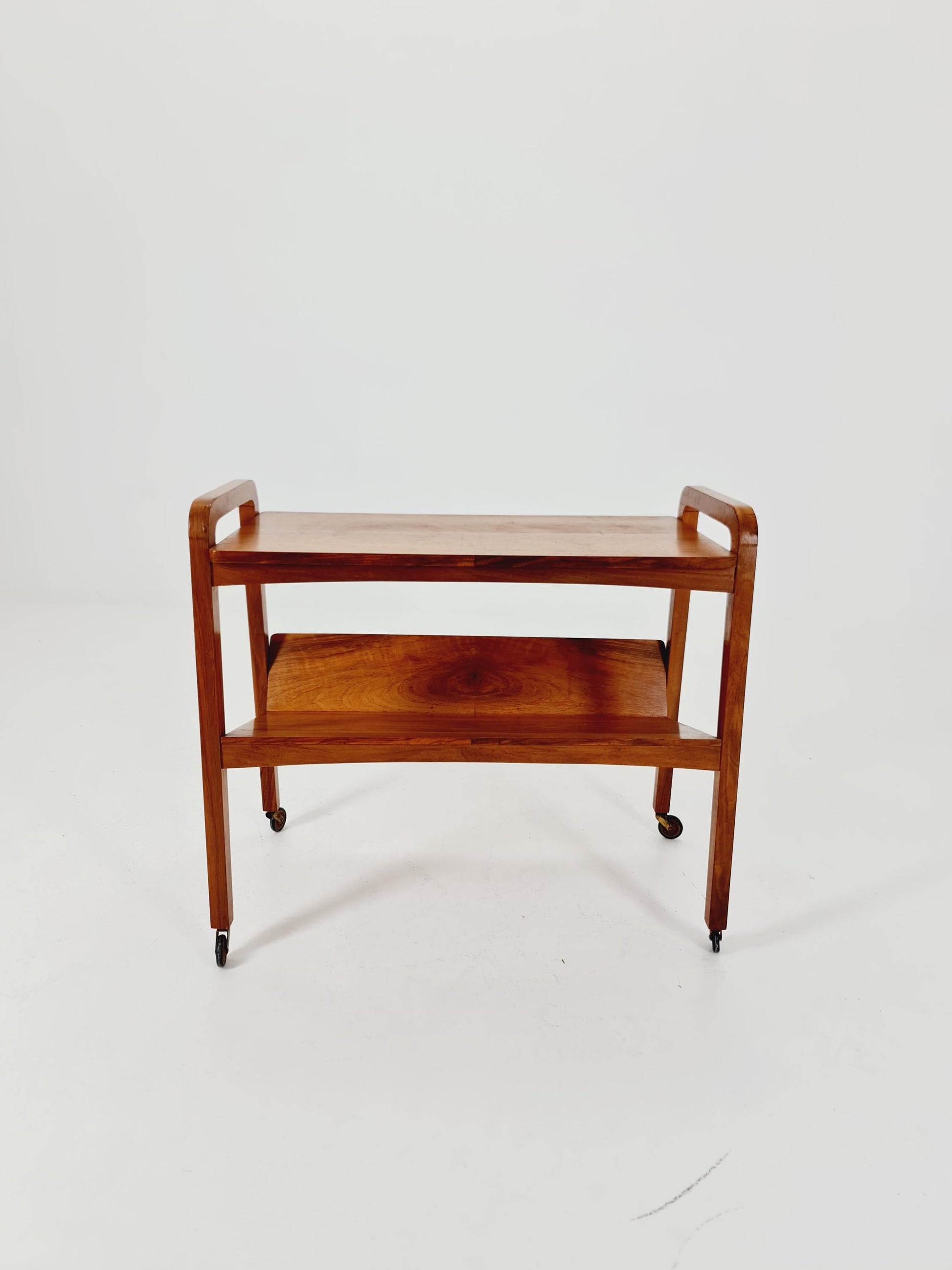 Midcentury Walnut Vintage big Side table/ Bedside table/ Night stand with News Paper shelf straight from the sixties By Opal
