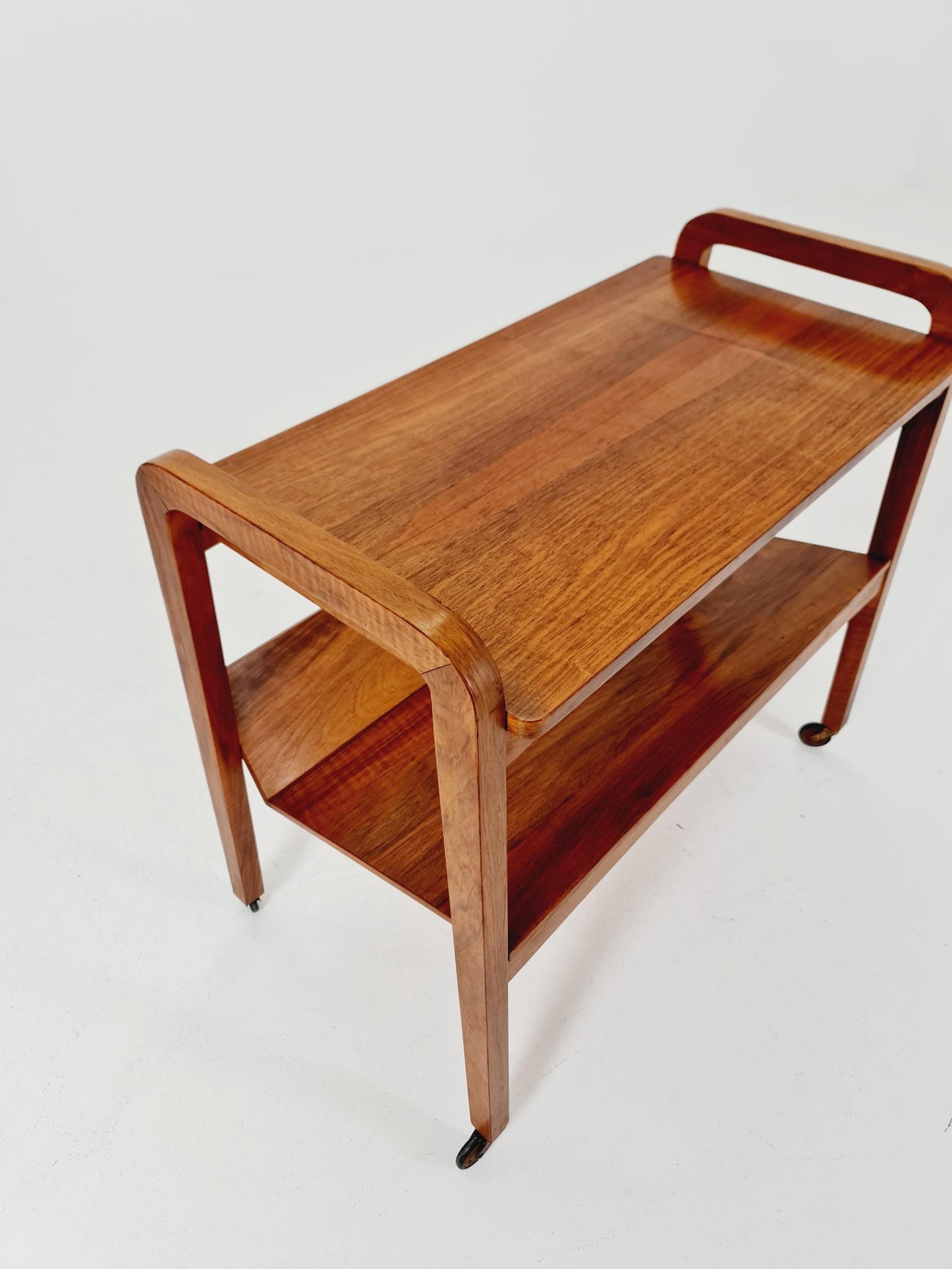 Midcentury Walnut Vintage big Side table/ Bedside table/ Night stand with News Paper shelf straight from the sixties By Opal