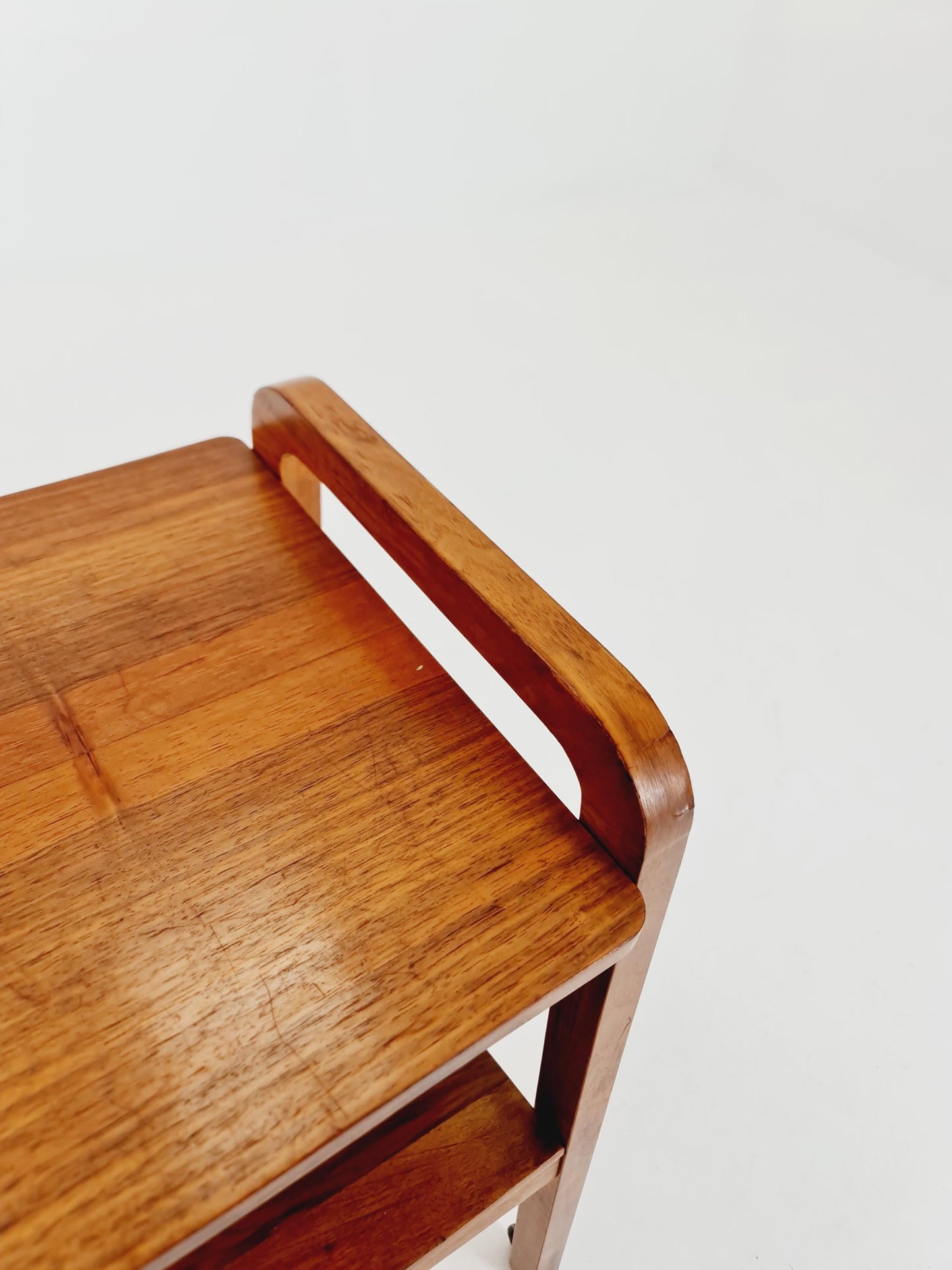 Midcentury Walnut Vintage big Side table/ Bedside table/ Night stand with News Paper shelf straight from the sixties By Opal