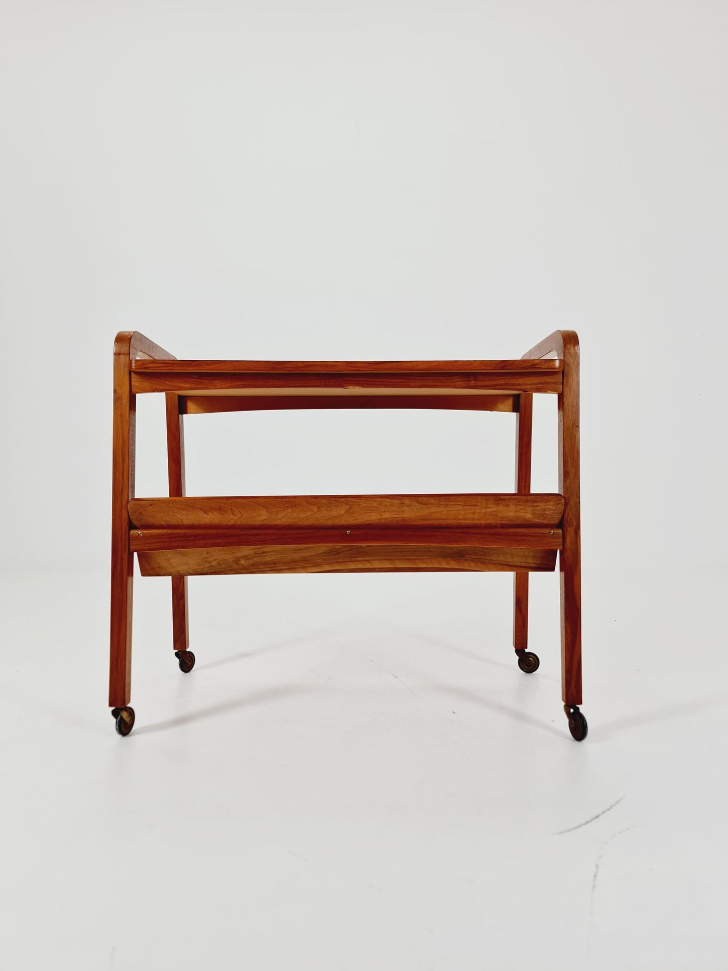 Midcentury Walnut Vintage big Side table/ Bedside table/ Night stand with News Paper shelf straight from the sixties By Opal