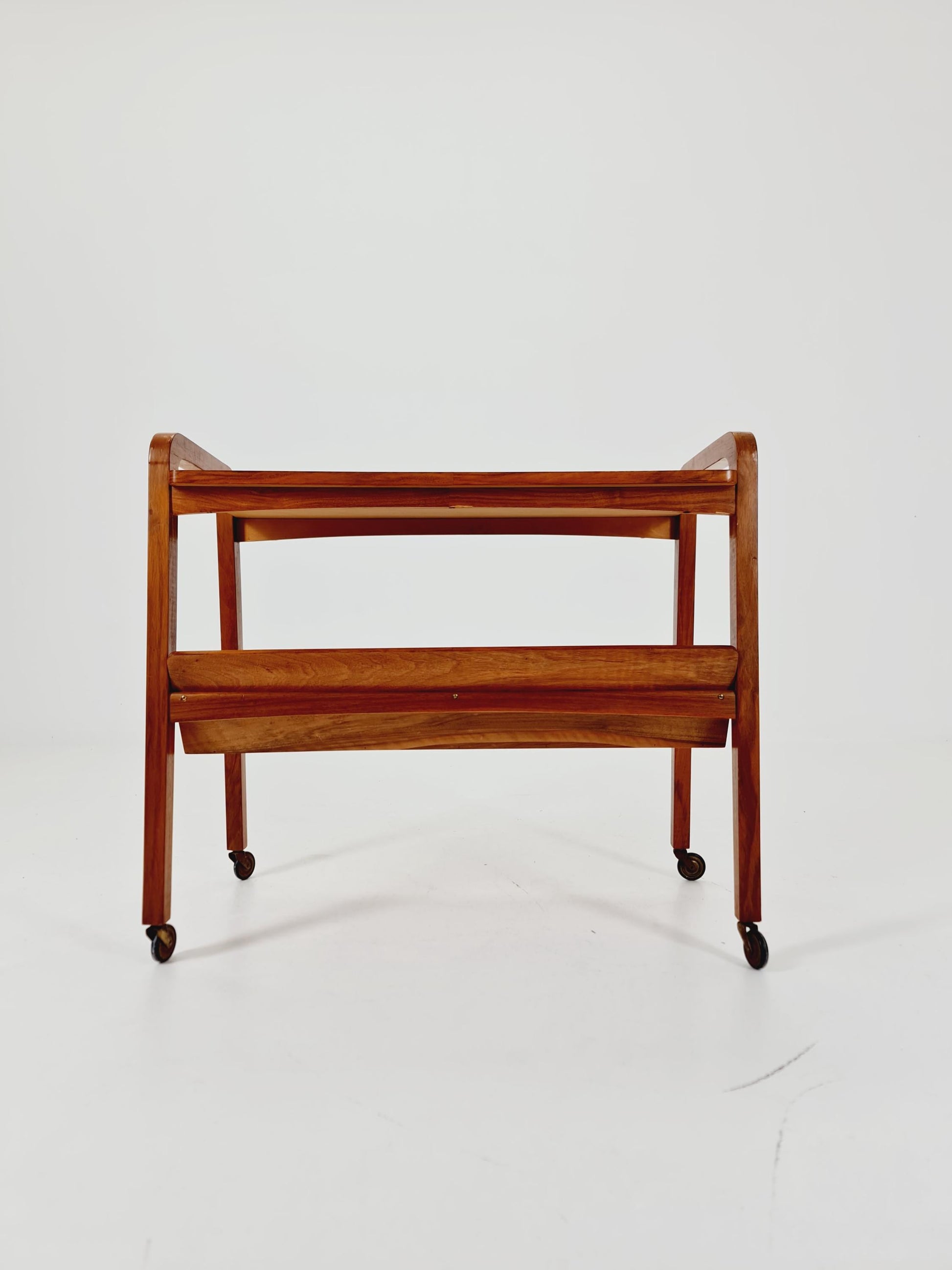 Midcentury Walnut Vintage big Side table/ Bedside table/ Night stand with News Paper shelf straight from the sixties By Opal