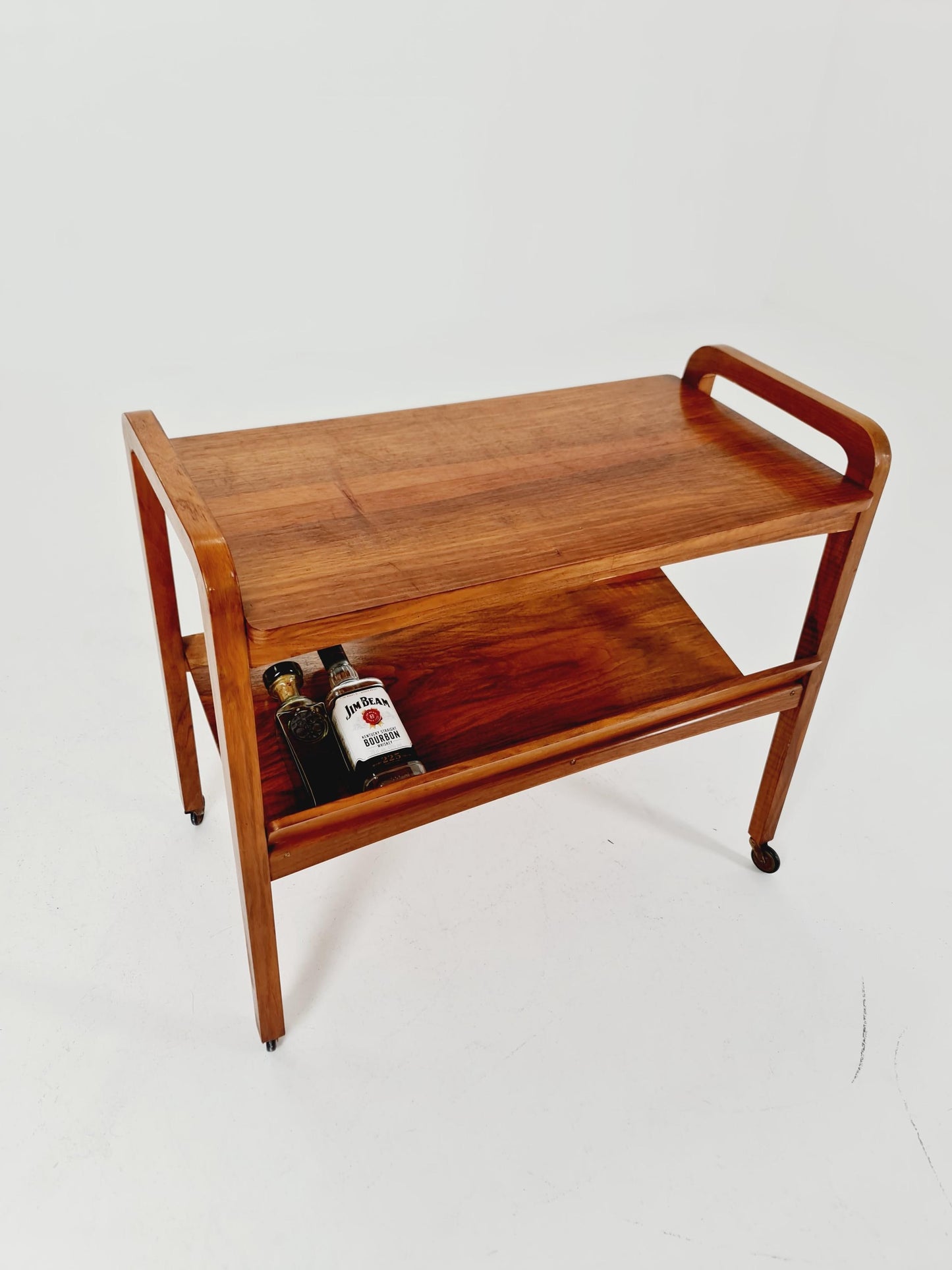 Midcentury Walnut Vintage big Side table/ Bedside table/ Night stand with News Paper shelf straight from the sixties By Opal