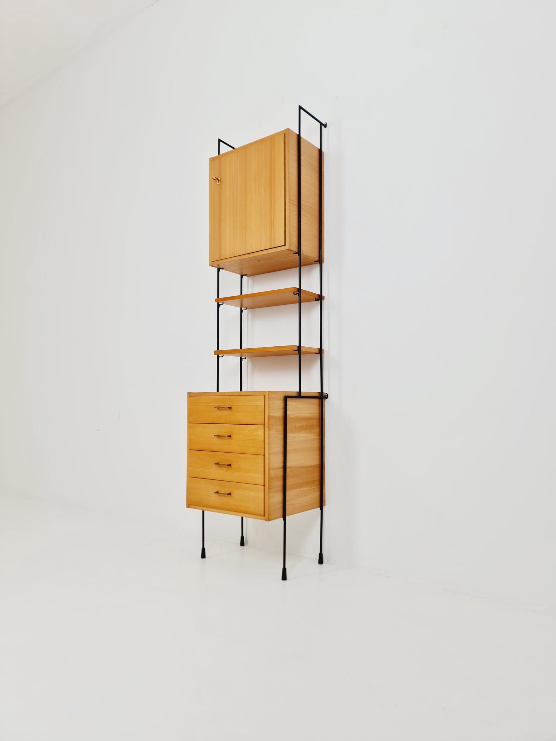 Mid century ash wood shelving unit by Hilker for Omnia, Germany 1960s