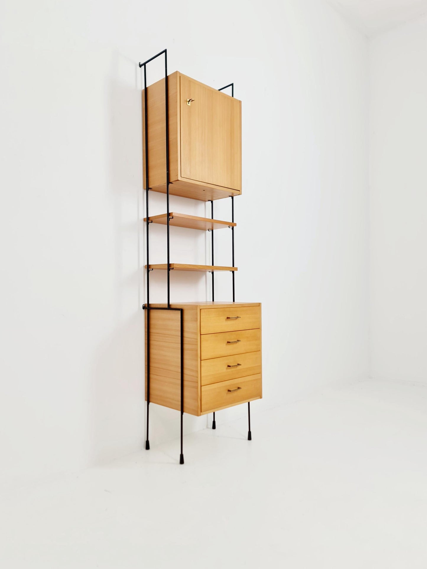Mid century ash wood shelving unit by Hilker for Omnia, Germany 1960s