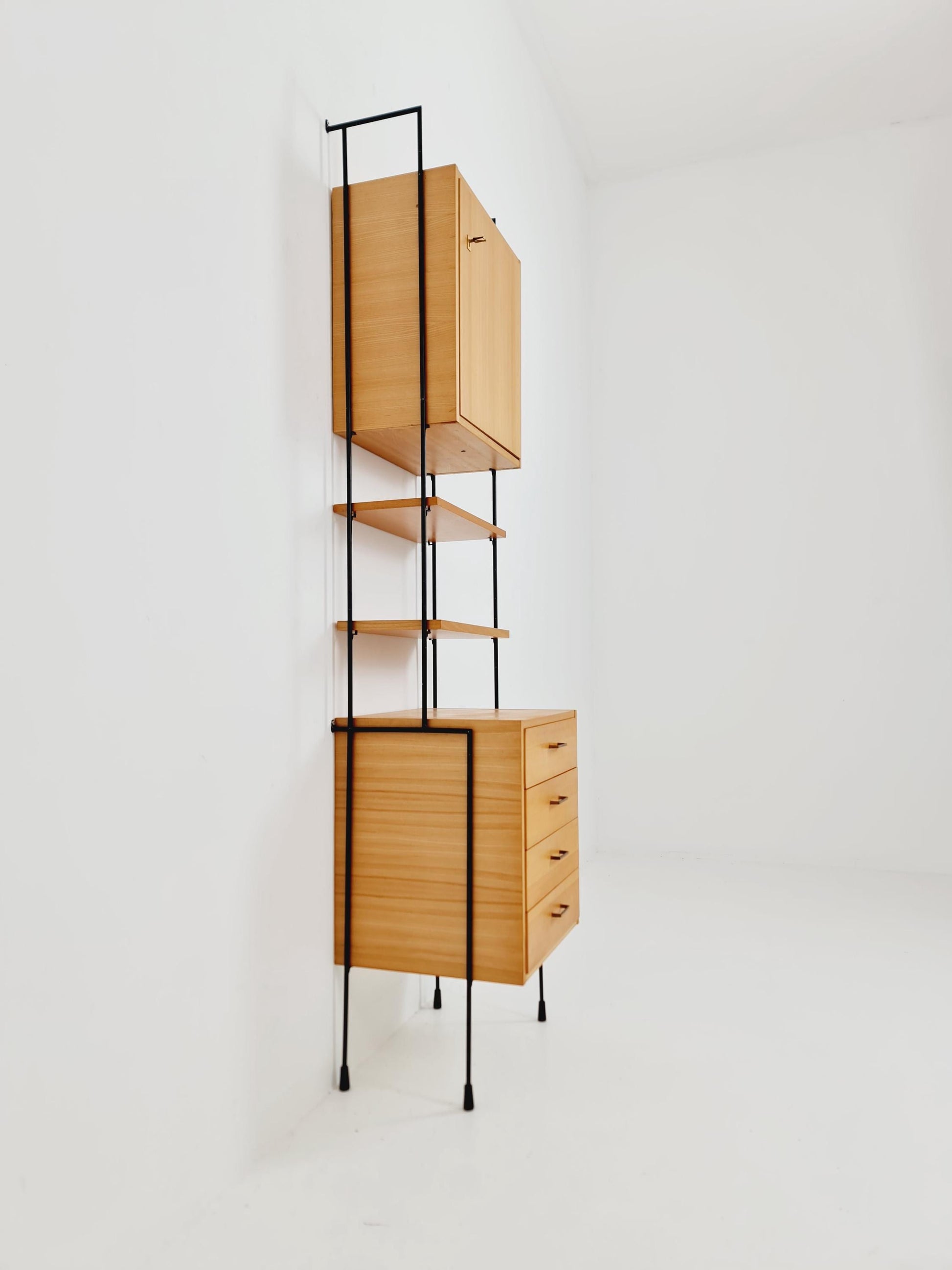 Mid century ash wood shelving unit by Hilker for Omnia, Germany 1960s