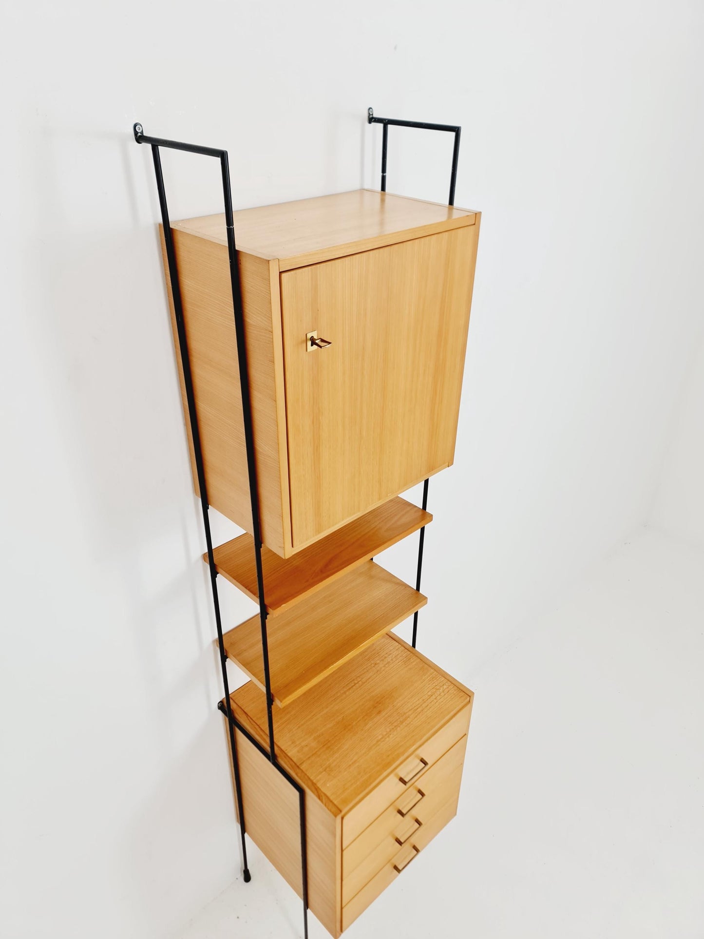 Mid century ash wood shelving unit by Hilker for Omnia, Germany 1960s