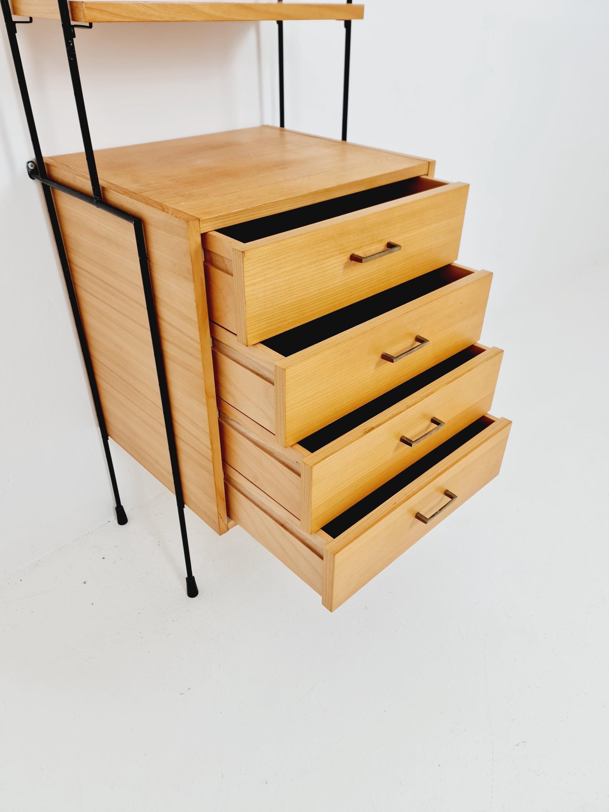 Mid century ash wood shelving unit by Hilker for Omnia, Germany 1960s