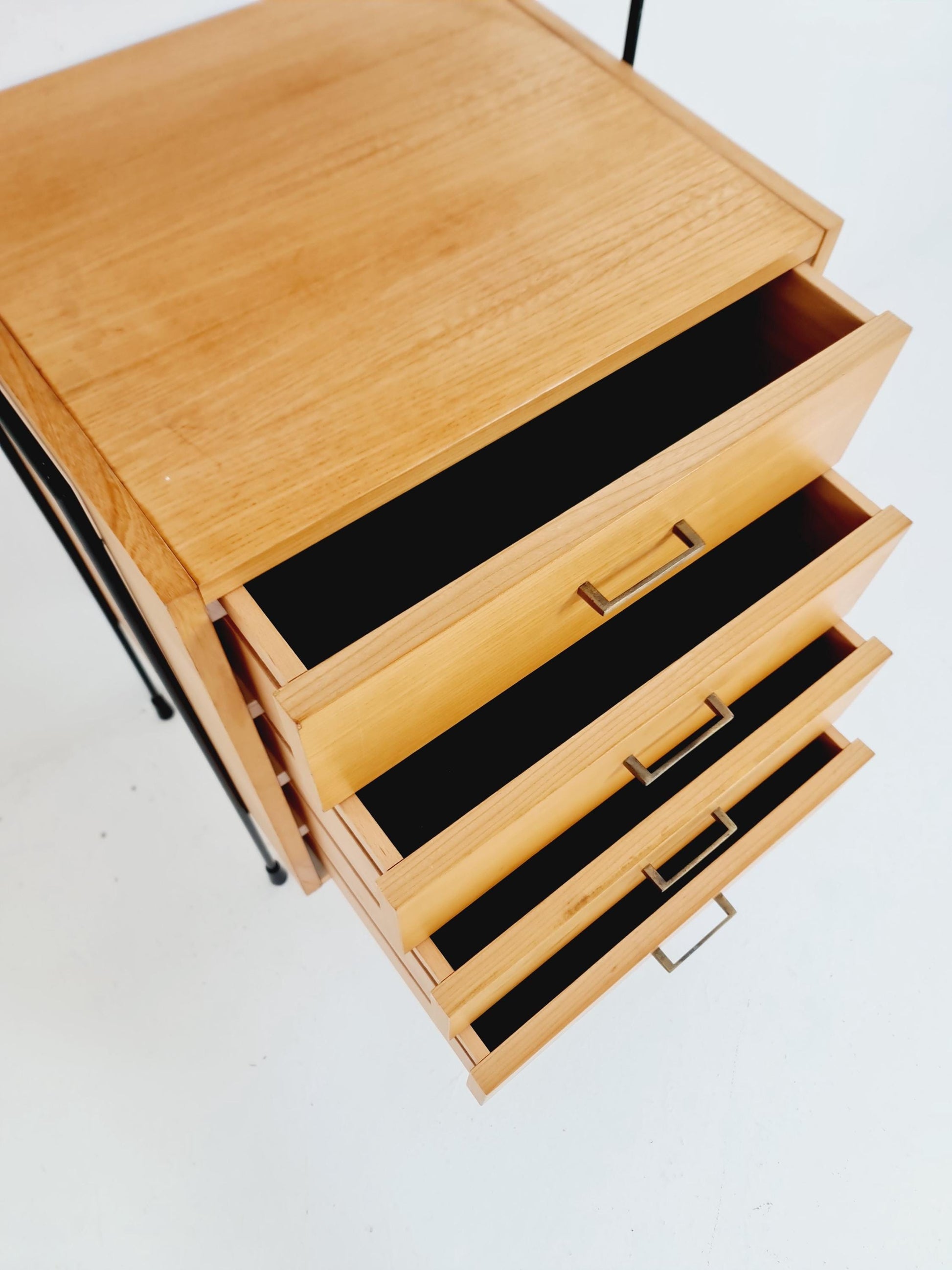 Mid century ash wood shelving unit by Hilker for Omnia, Germany 1960s