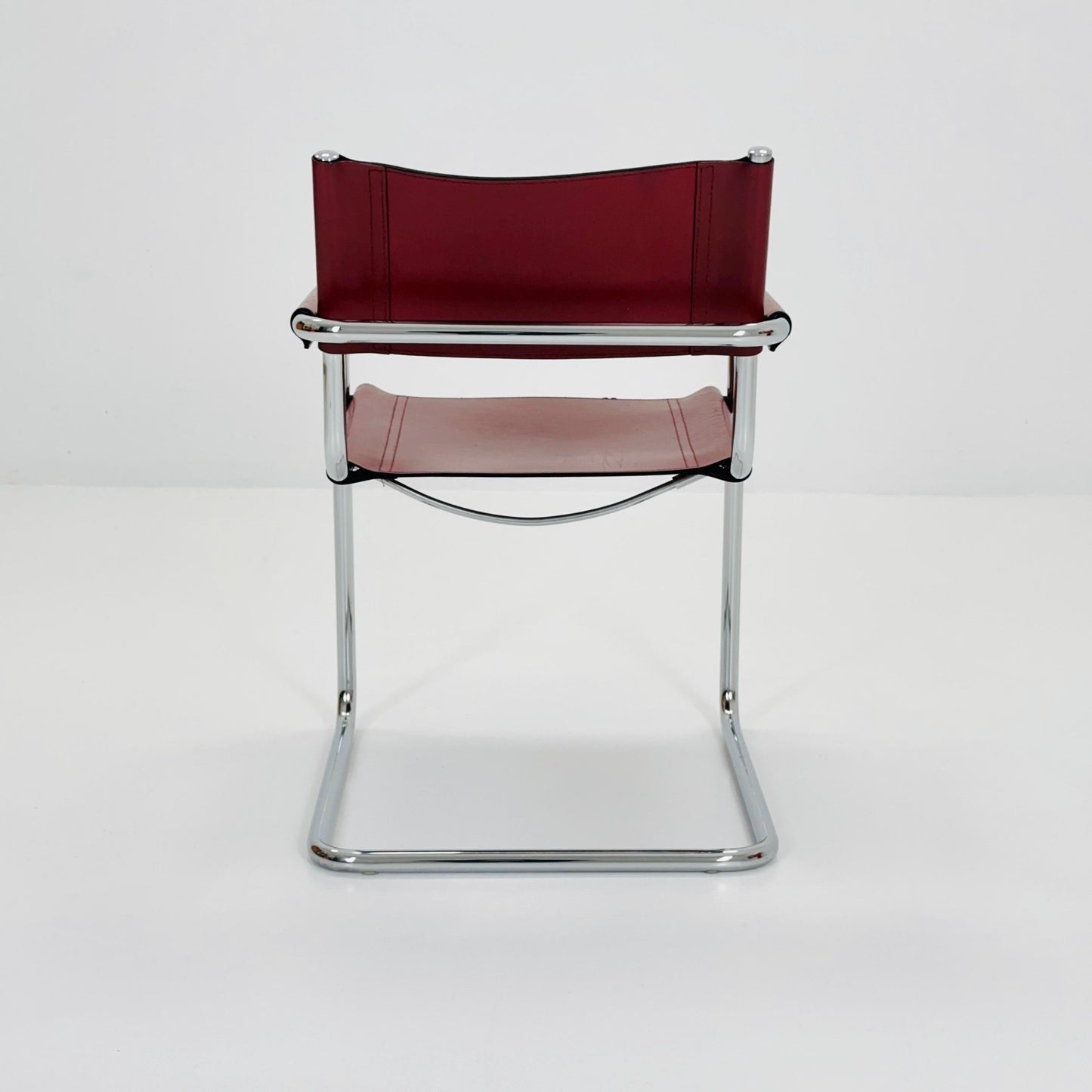 Mid century Bauhaus Matteo Grassi Mg5 wine red leather cantilever armchair by Mart Stam italy 1980s