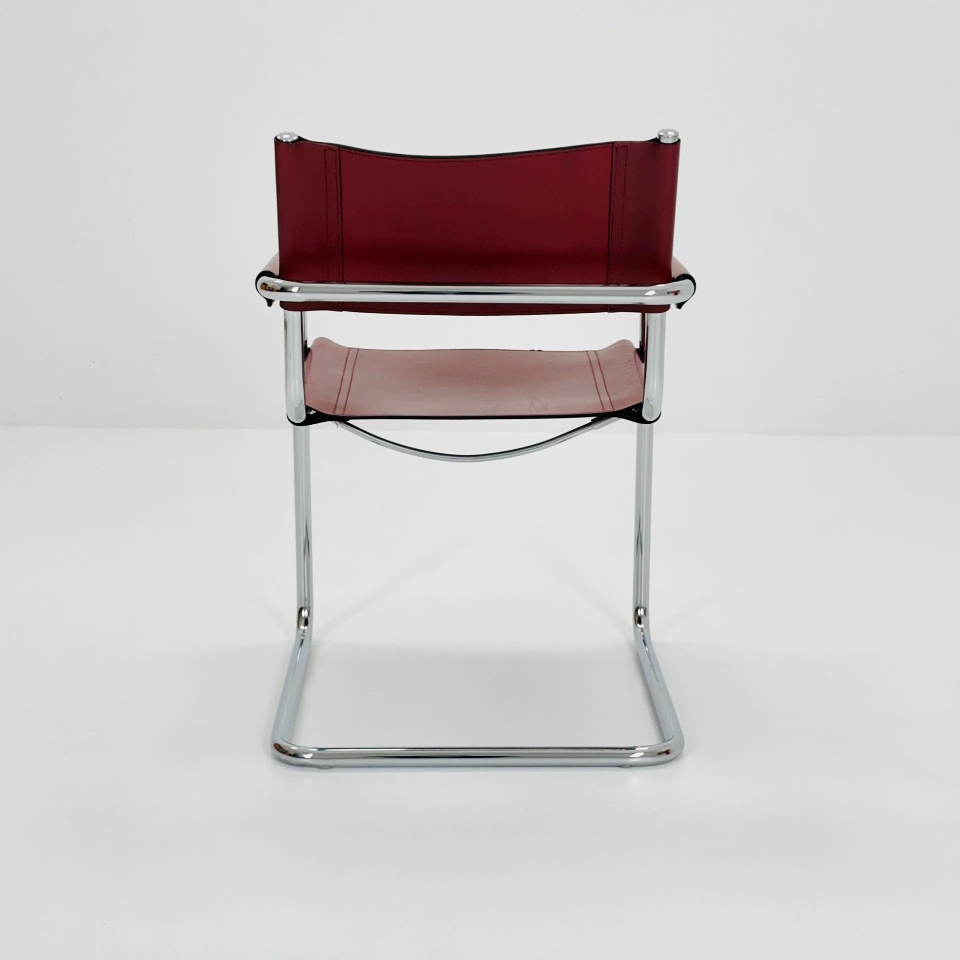 Mid century Bauhaus Matteo Grassi Mg5 wine red leather cantilever armchair by Mart Stam italy 1980s