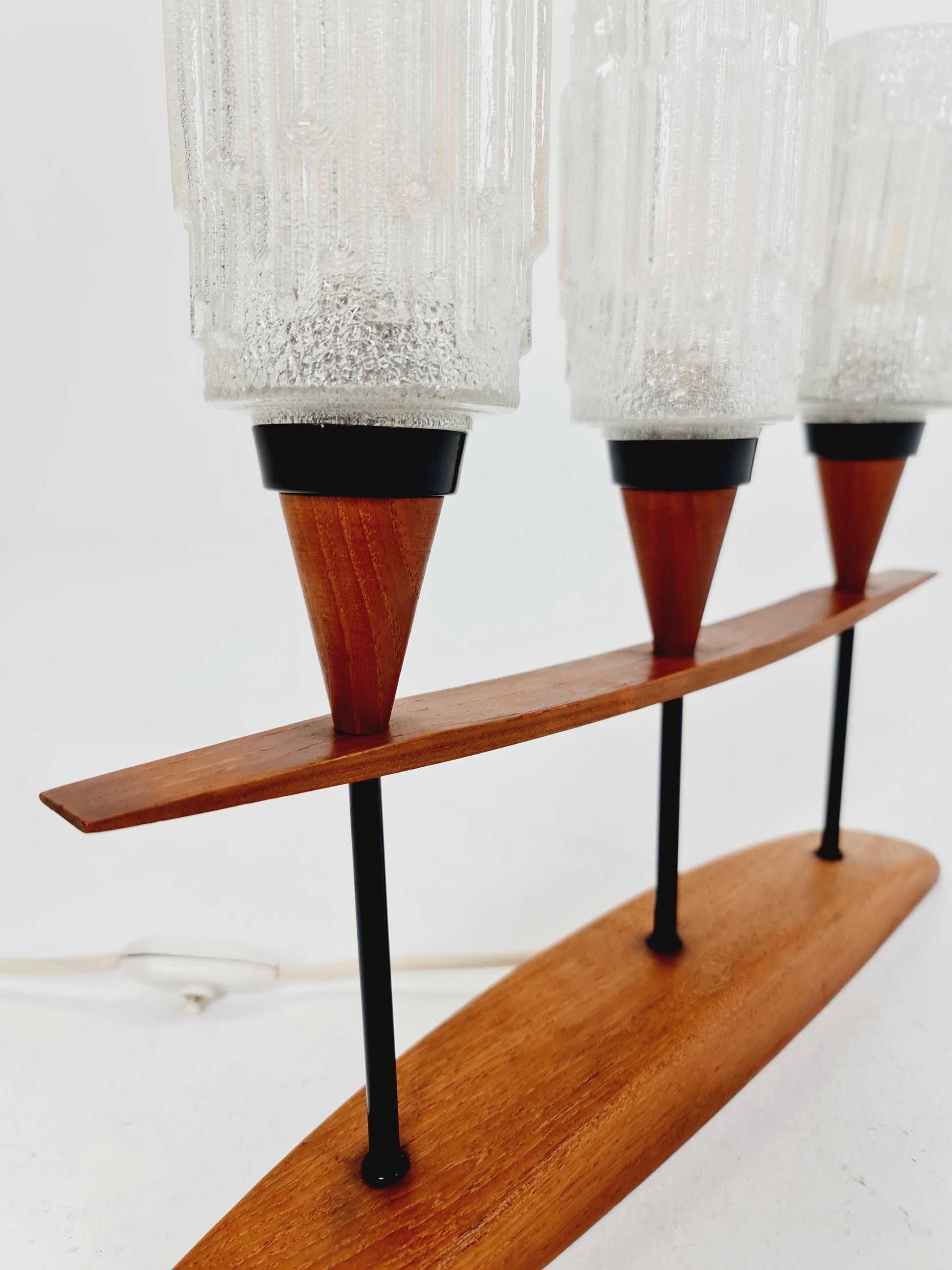 Mid century solid teak table lamp , 1960s