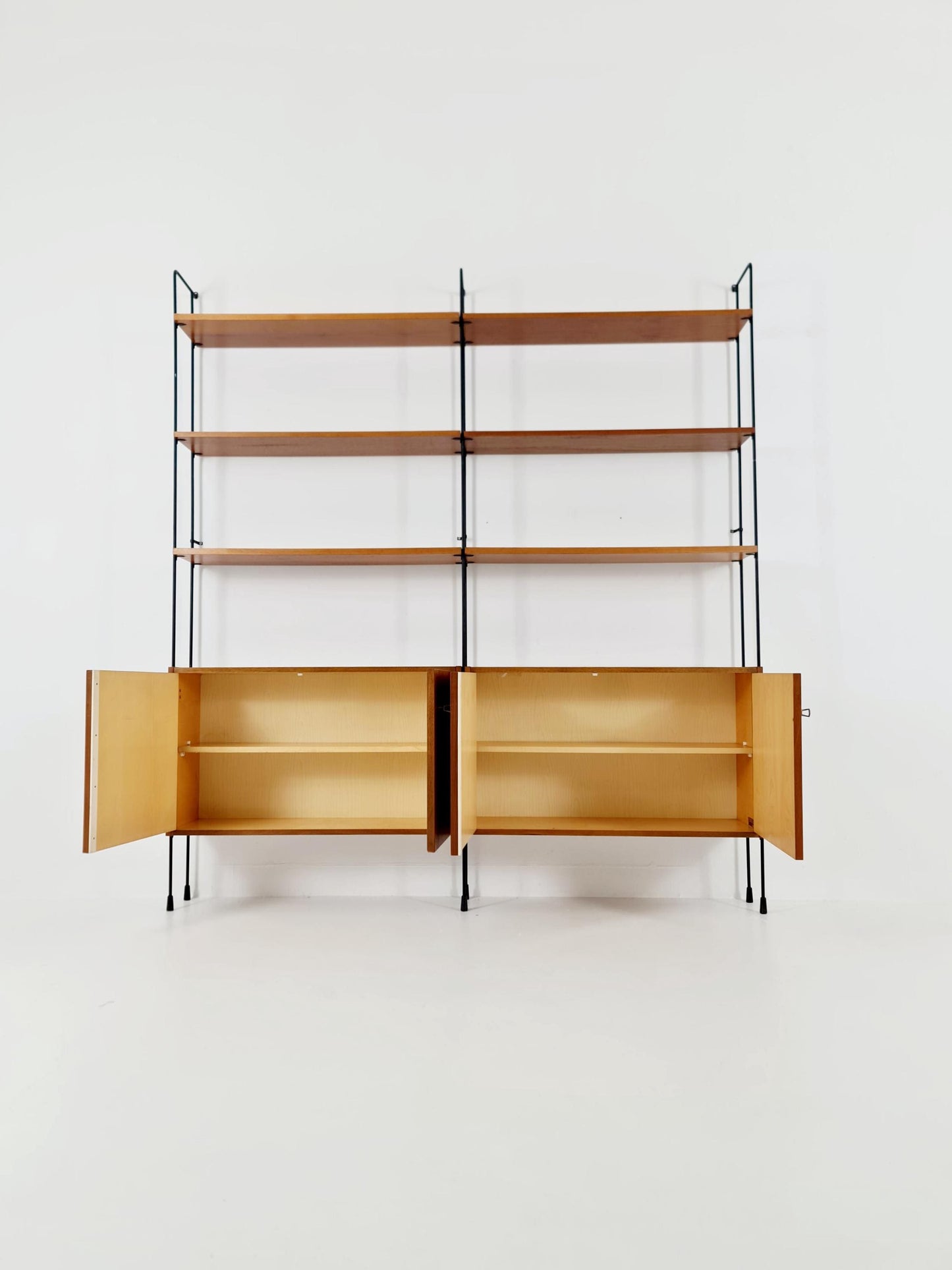 Mid century teak wall shelving unit by Hilker for Omnia, Germany, 1960s