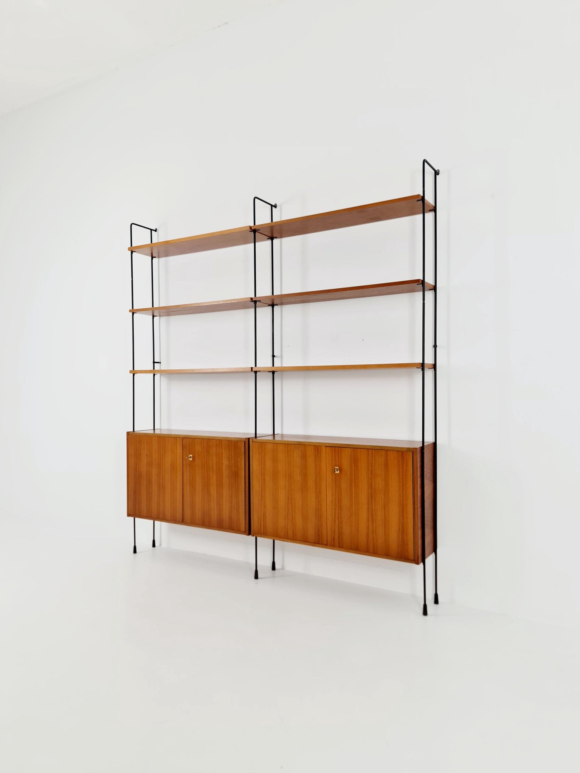 Mid century teak wall shelving unit by Hilker for Omnia, Germany, 1960s