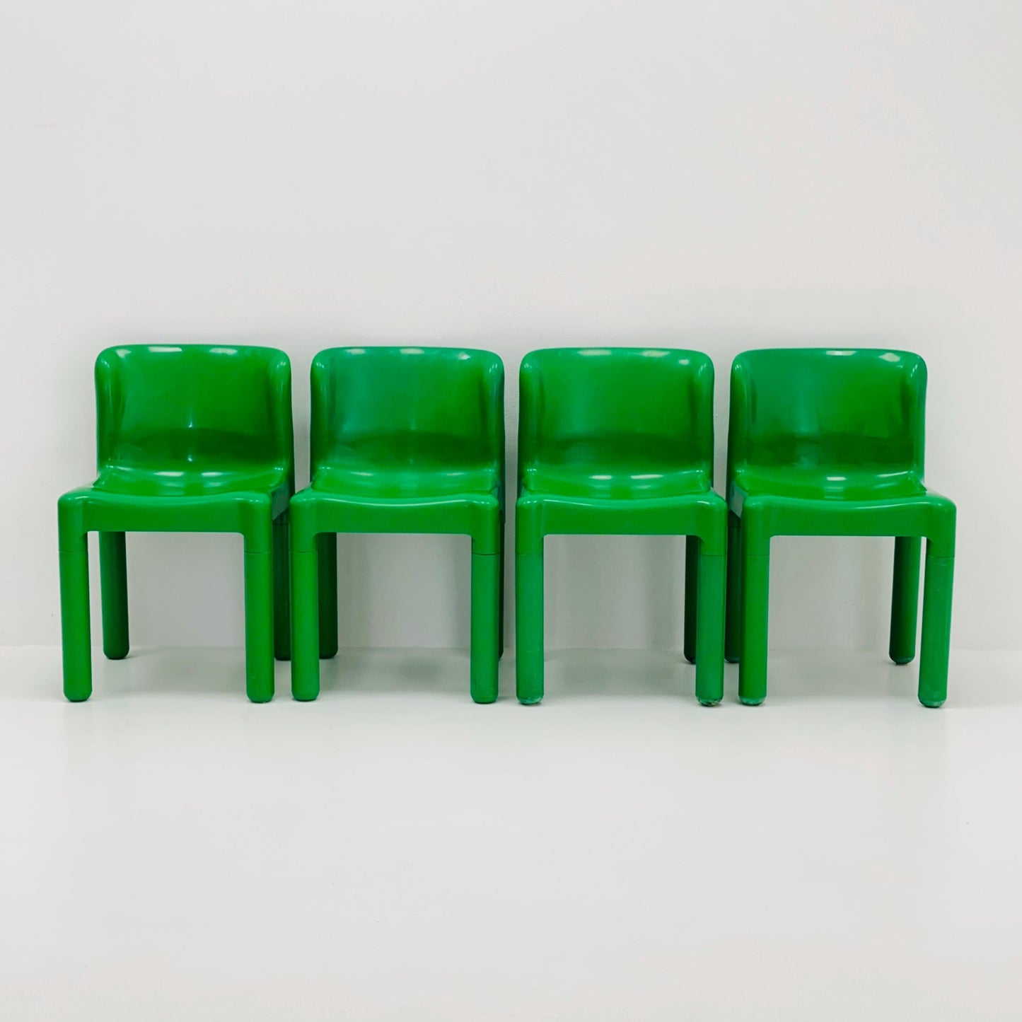 Set of 4 Spaceage Retro Green 4875 Chairs by Carlo Bartoli for Kartell, Italy, 1970s