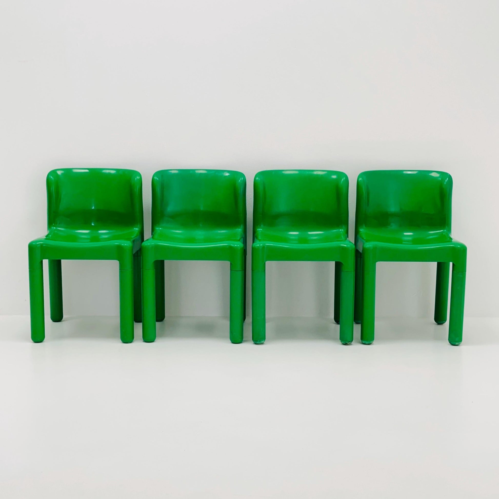 Set of 4 Spaceage Retro Green 4875 Chairs by Carlo Bartoli for Kartell, Italy, 1970s