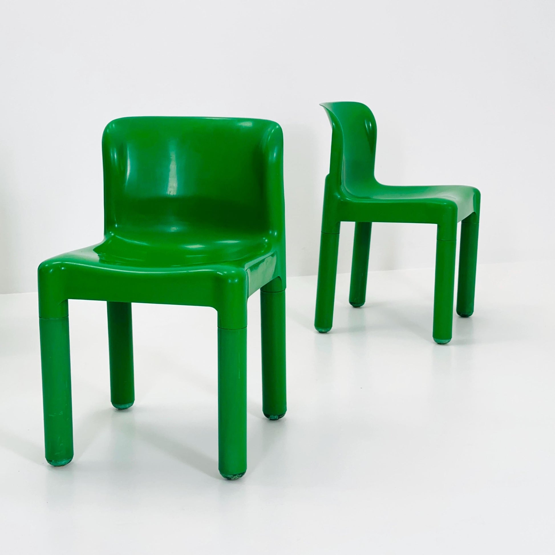 Set of 4 Spaceage Retro Green 4875 Chairs by Carlo Bartoli for Kartell, Italy, 1970s