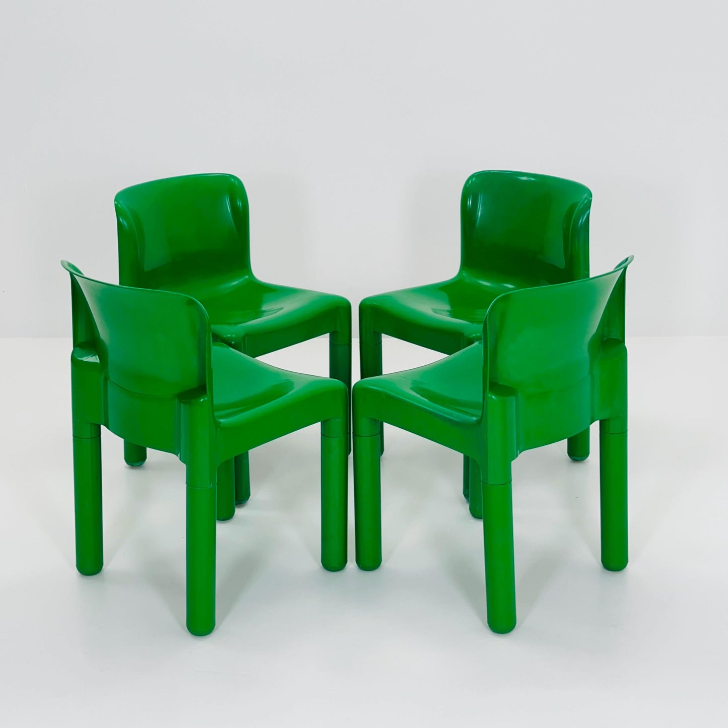 Set of 4 Spaceage Retro Green 4875 Chairs by Carlo Bartoli for Kartell, Italy, 1970s