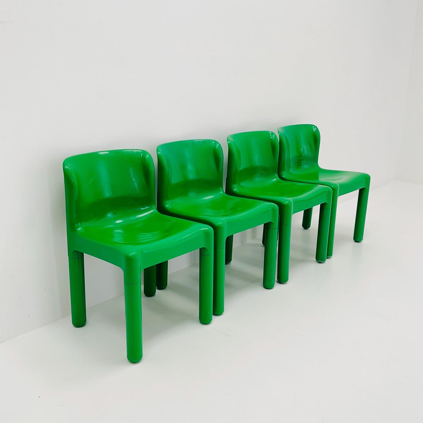 Set of 4 Spaceage Retro Green 4875 Chairs by Carlo Bartoli for Kartell, Italy, 1970s