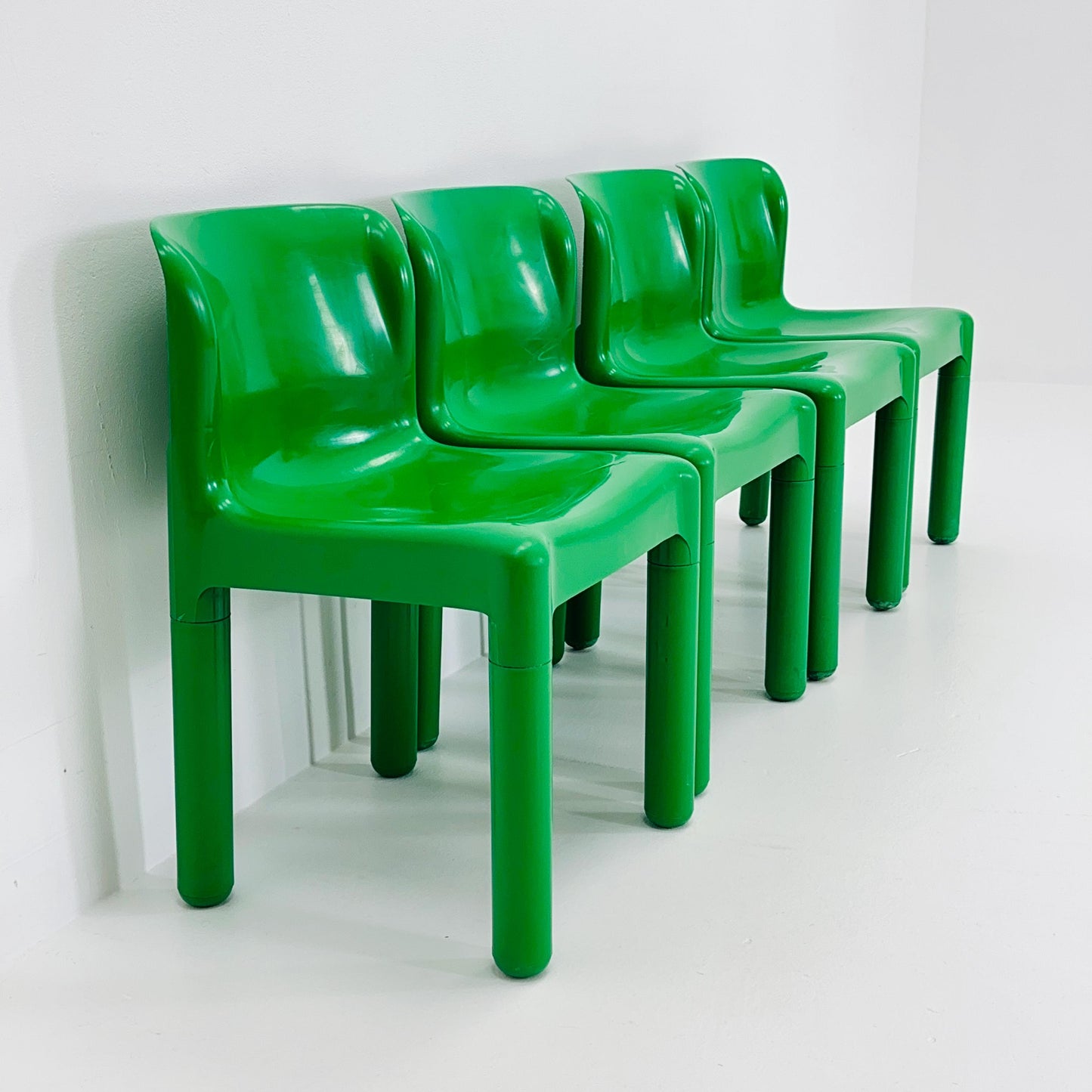 Set of 4 Spaceage Retro Green 4875 Chairs by Carlo Bartoli for Kartell, Italy, 1970s