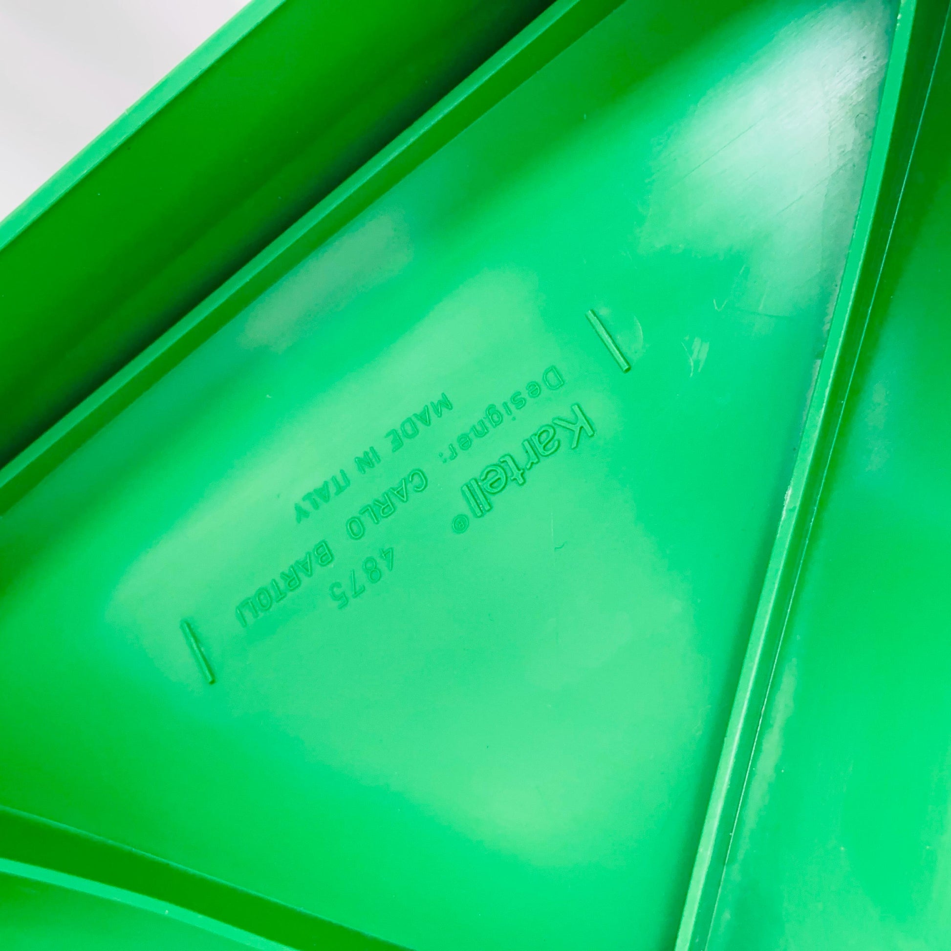 Set of 4 Retro Green 4875 Chairs by Carlo Bartoli for Kartell & Matching Stadio Dining Table by Vico Magistretti for Artemide, Italy, 1970s