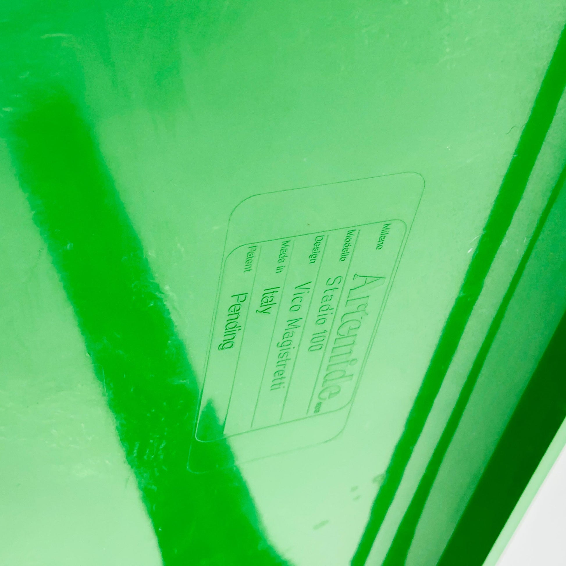 Set of 4 Retro Green 4875 Chairs by Carlo Bartoli for Kartell & Matching Stadio Dining Table by Vico Magistretti for Artemide, Italy, 1970s