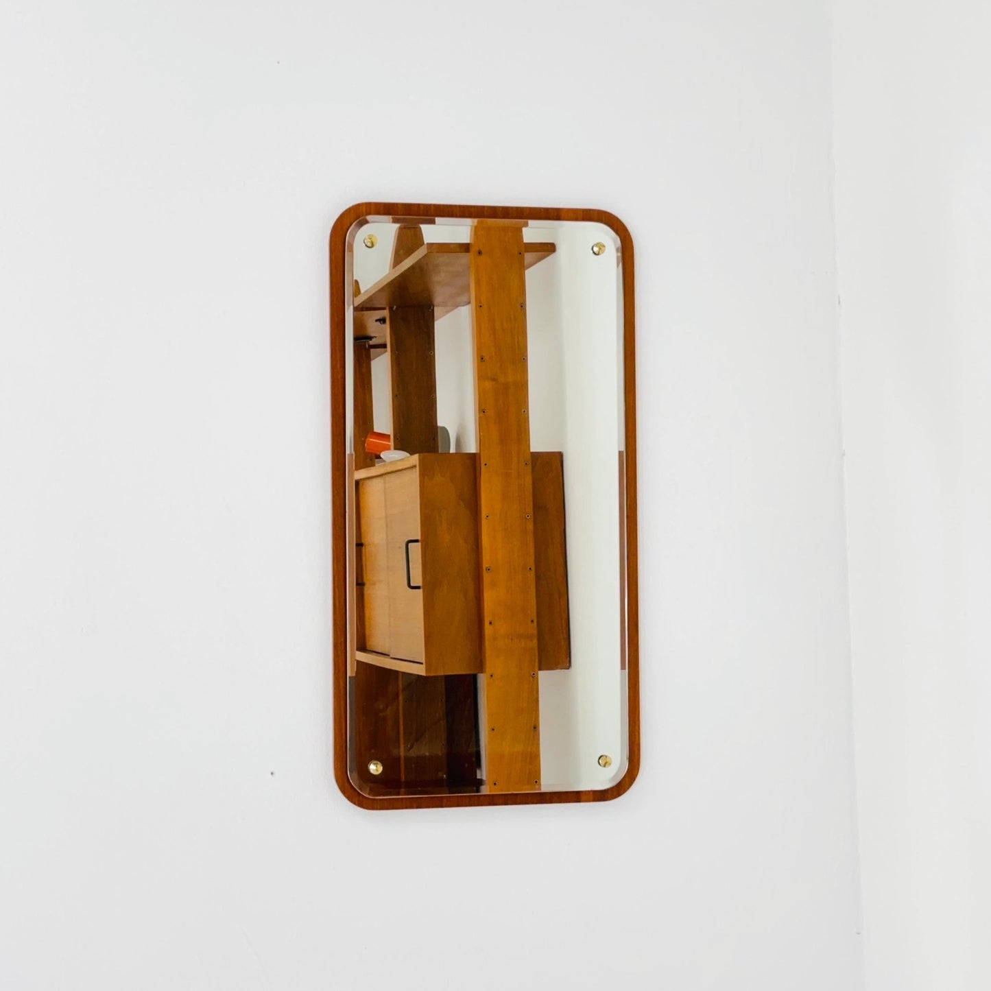 Mid century Scandinavian Mirror with Curved Glass, by Eriksmålaglas Sweden 1960s