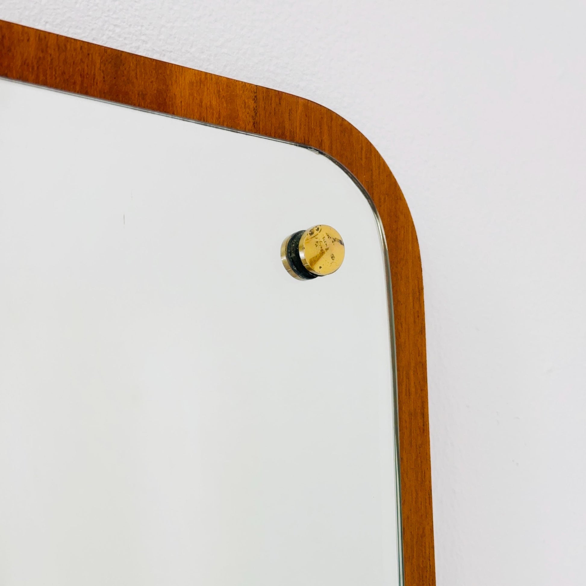 Mid century Scandinavian Mirror with Curved Glass, by Eriksmålaglas Sweden 1960s