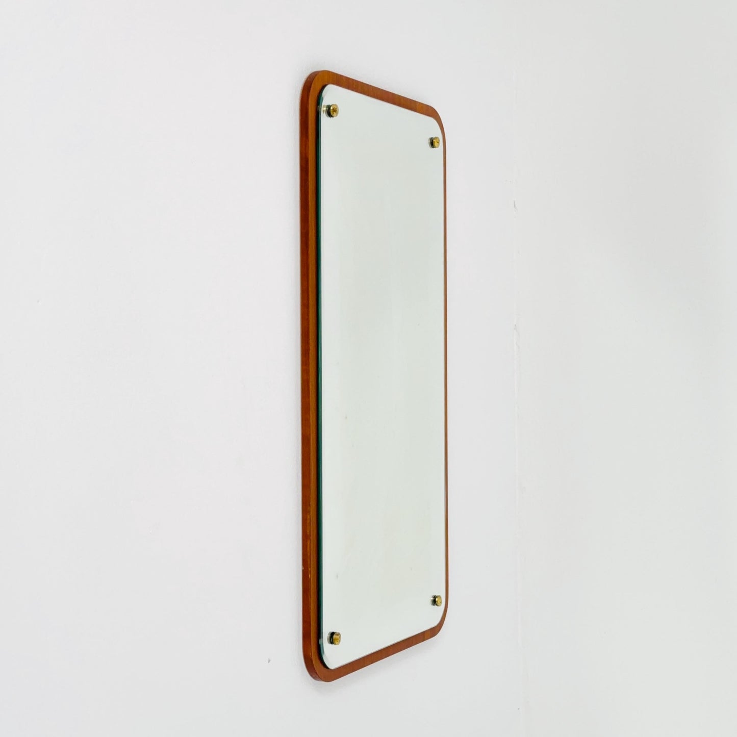 Mid century Scandinavian Mirror with Curved Glass, by Eriksmålaglas Sweden 1960s