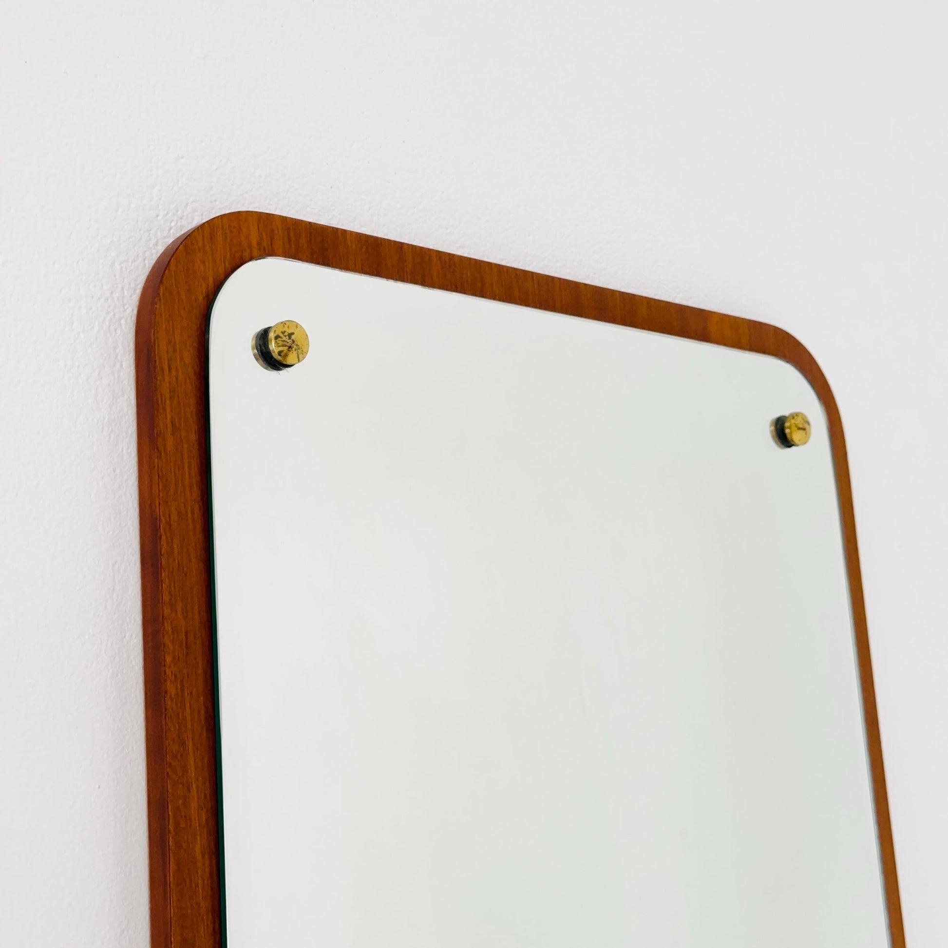 Mid century Scandinavian Mirror with Curved Glass, by Eriksmålaglas Sweden 1960s