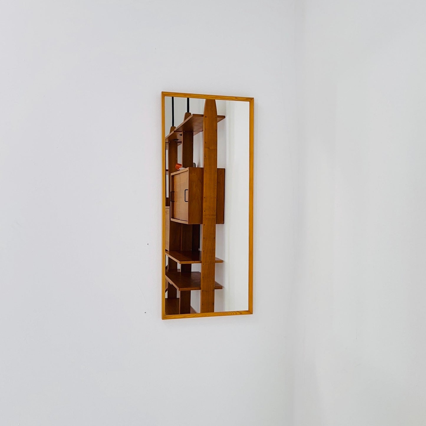Oak Swedish mid-century Modern wall-mounted mirror By G&T Sweden 1960s
