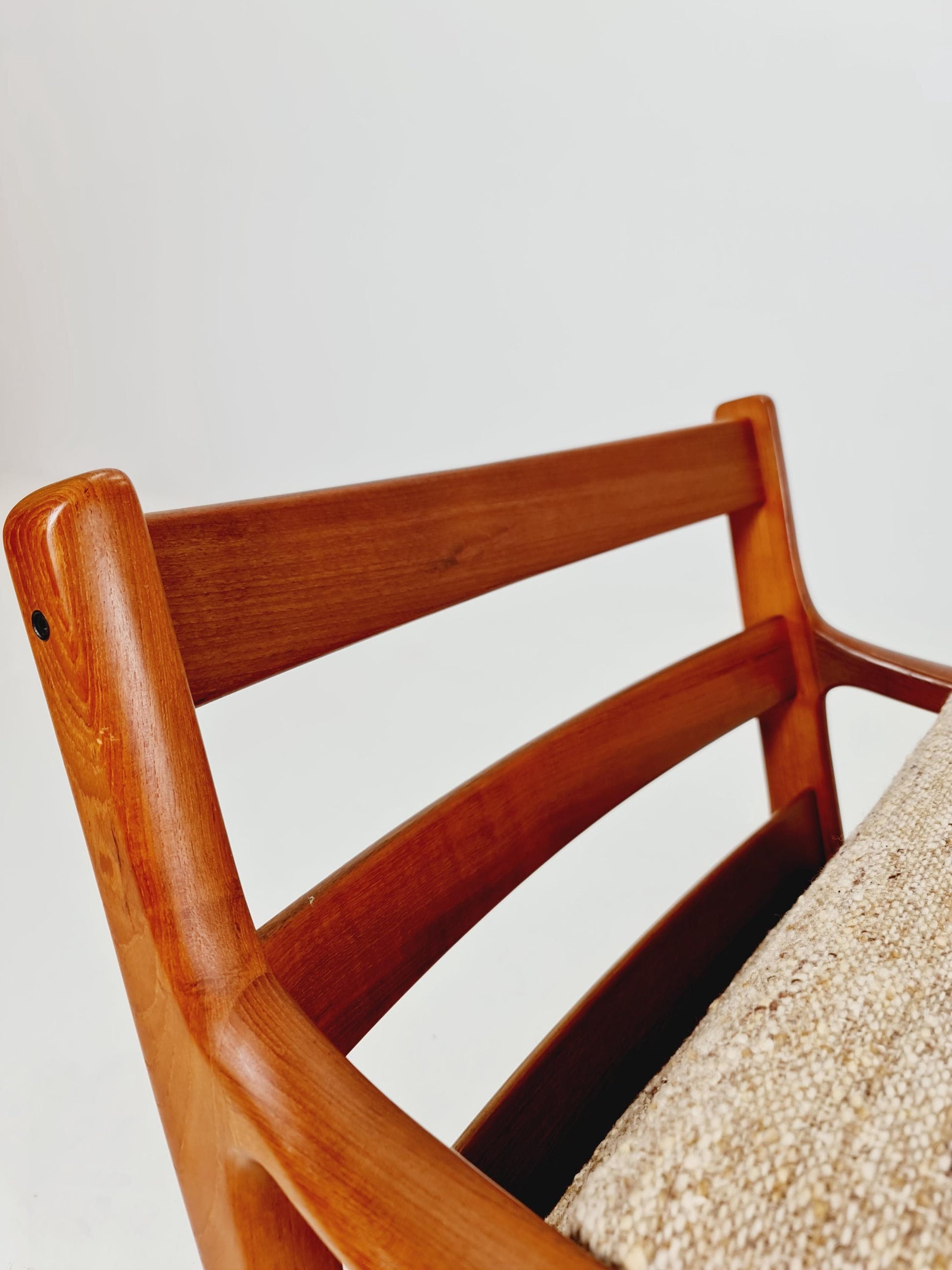 Mid-century Rare Danish teak lounge chair with ottoman by Ole Wanscher for Cado France &Son , 1960s