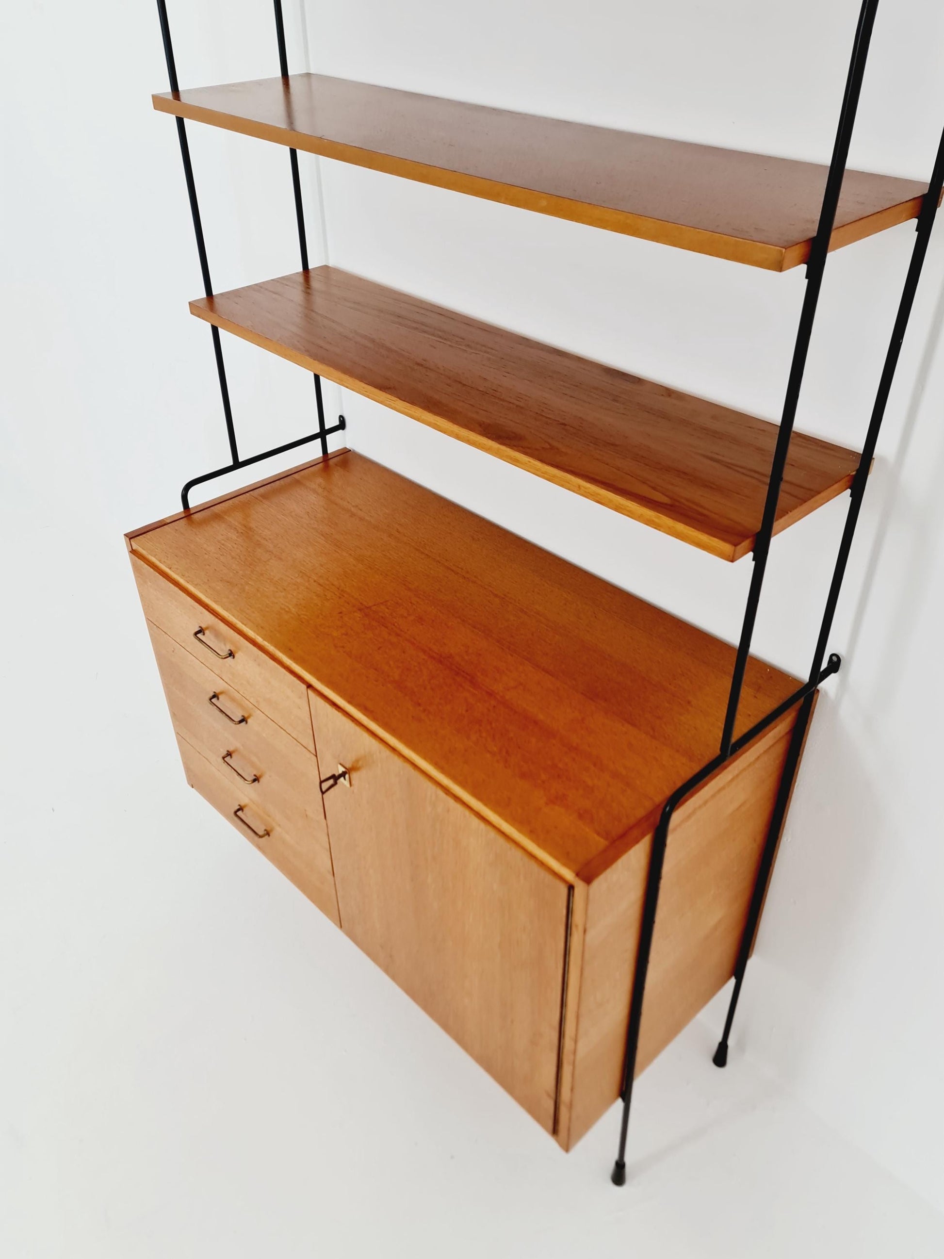 Mid century Teak wall shelving unit by Hilker for Omnia, Germany, 1960s