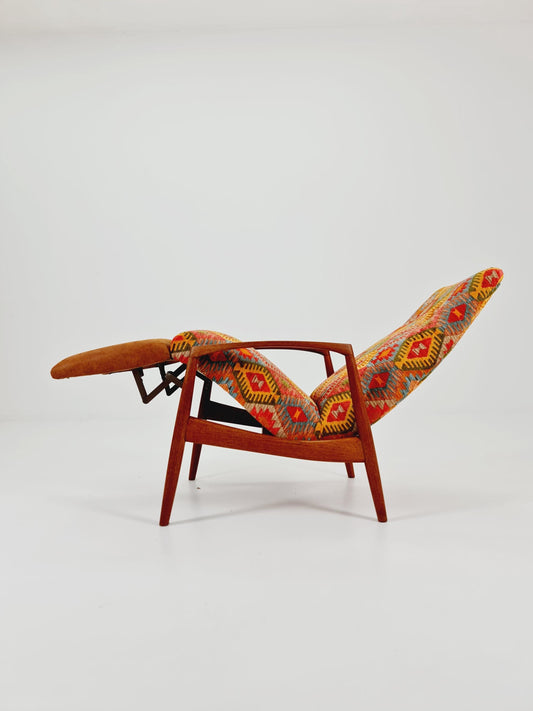 Rare Danish Teak loungeChair with foot Rest ,1950s