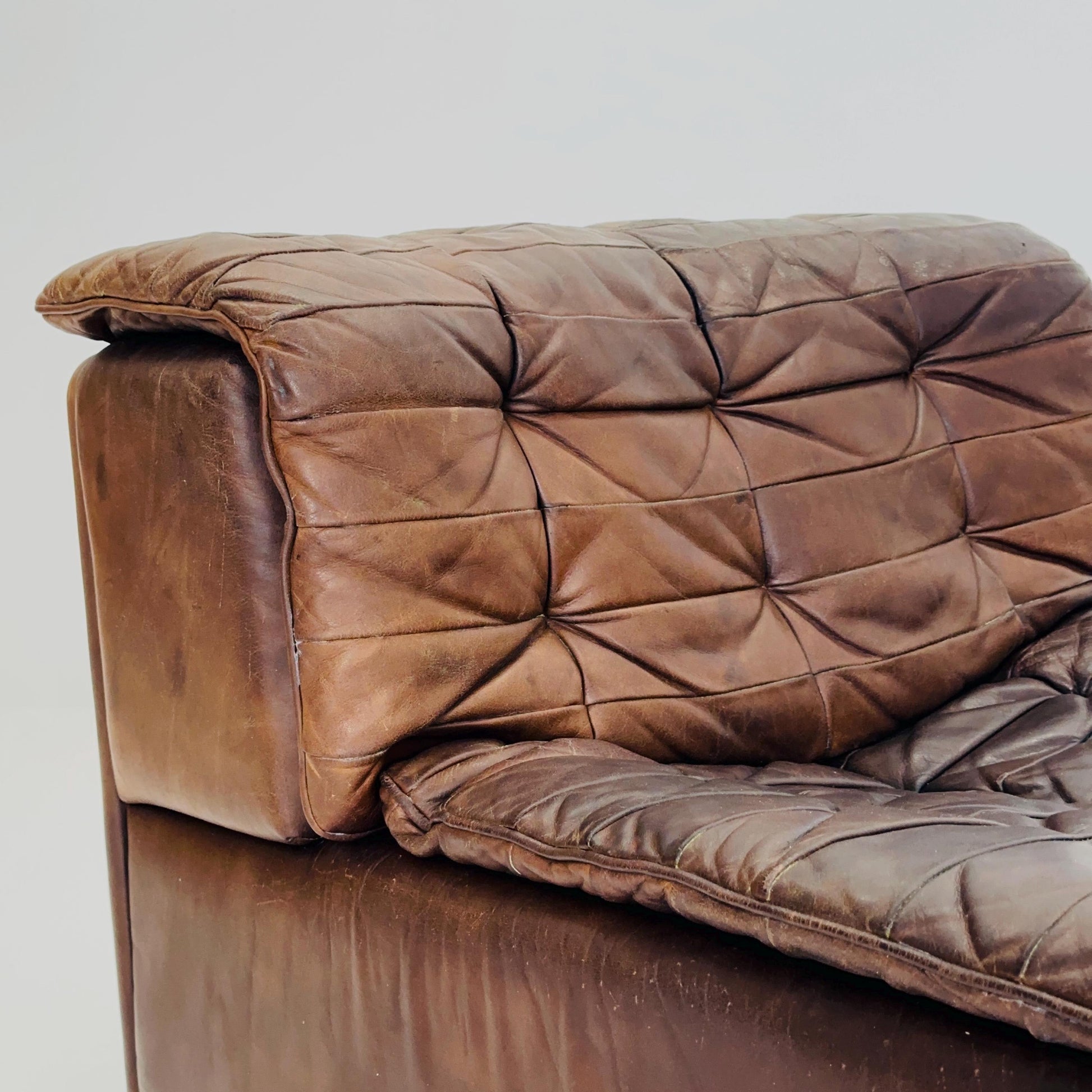 Set of 6 Mid Century DS11 Modular Patchwork Leather Sofa by De Sede, Switzerland, 1970s