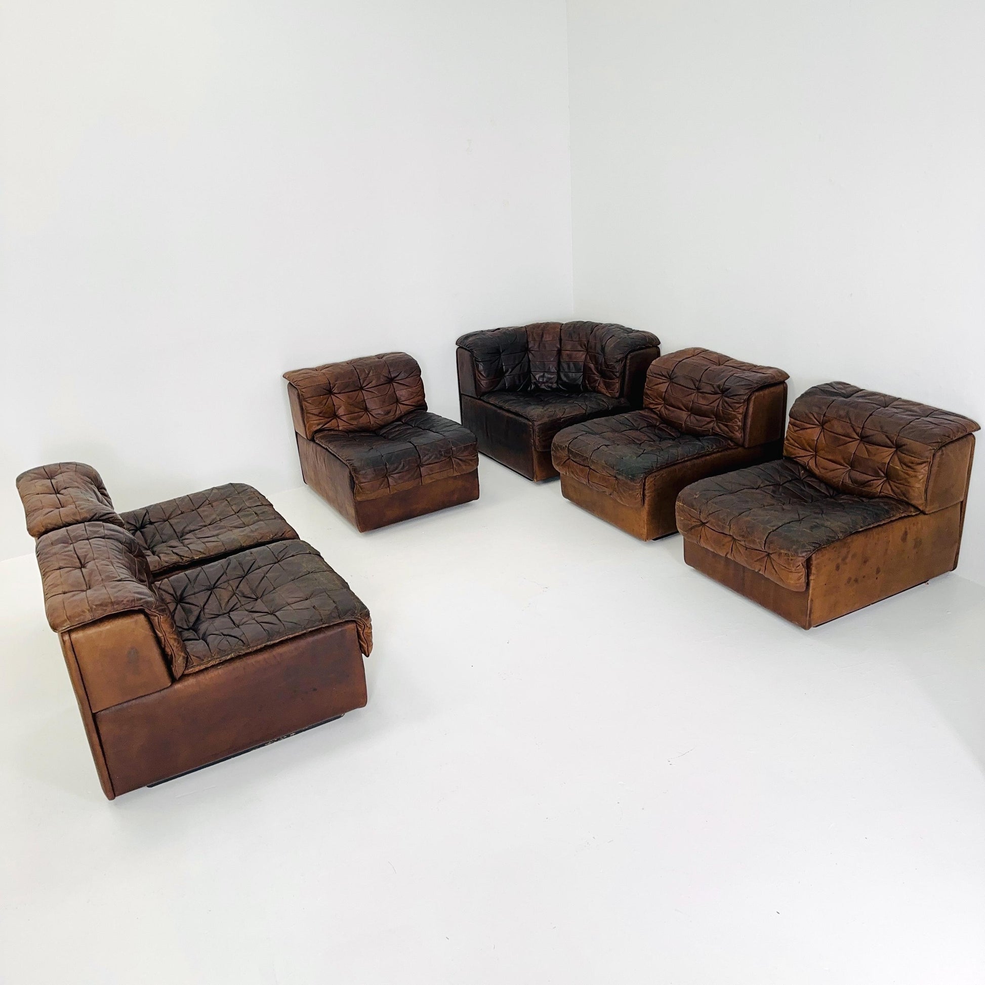 1 of 5 Mid Century DS11 Modular Patchwork Leather lounge chair by De Sede, Switzerland, 1970s