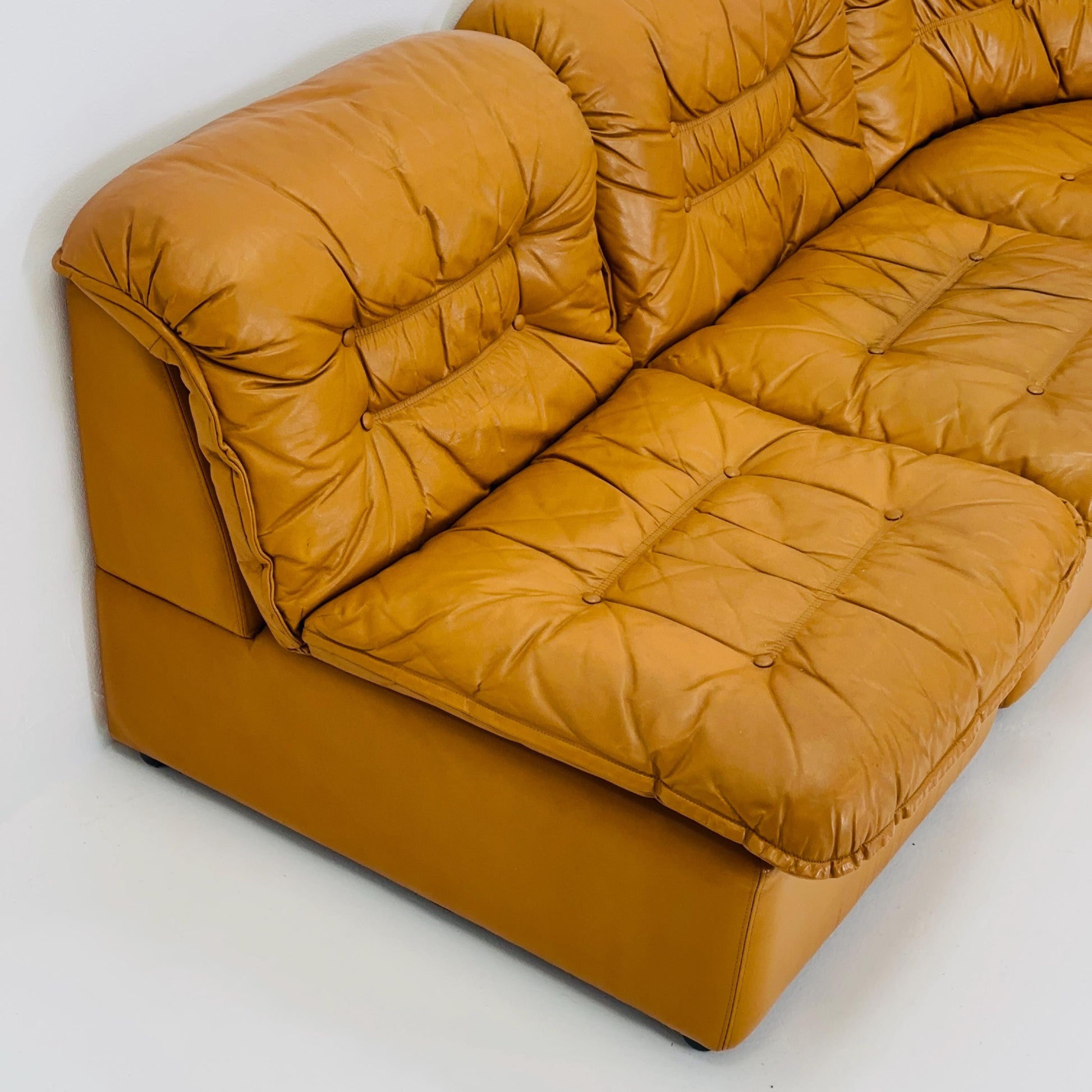 Mid Century Modular Sofa Set in Cognac Leather, 1980s Germany