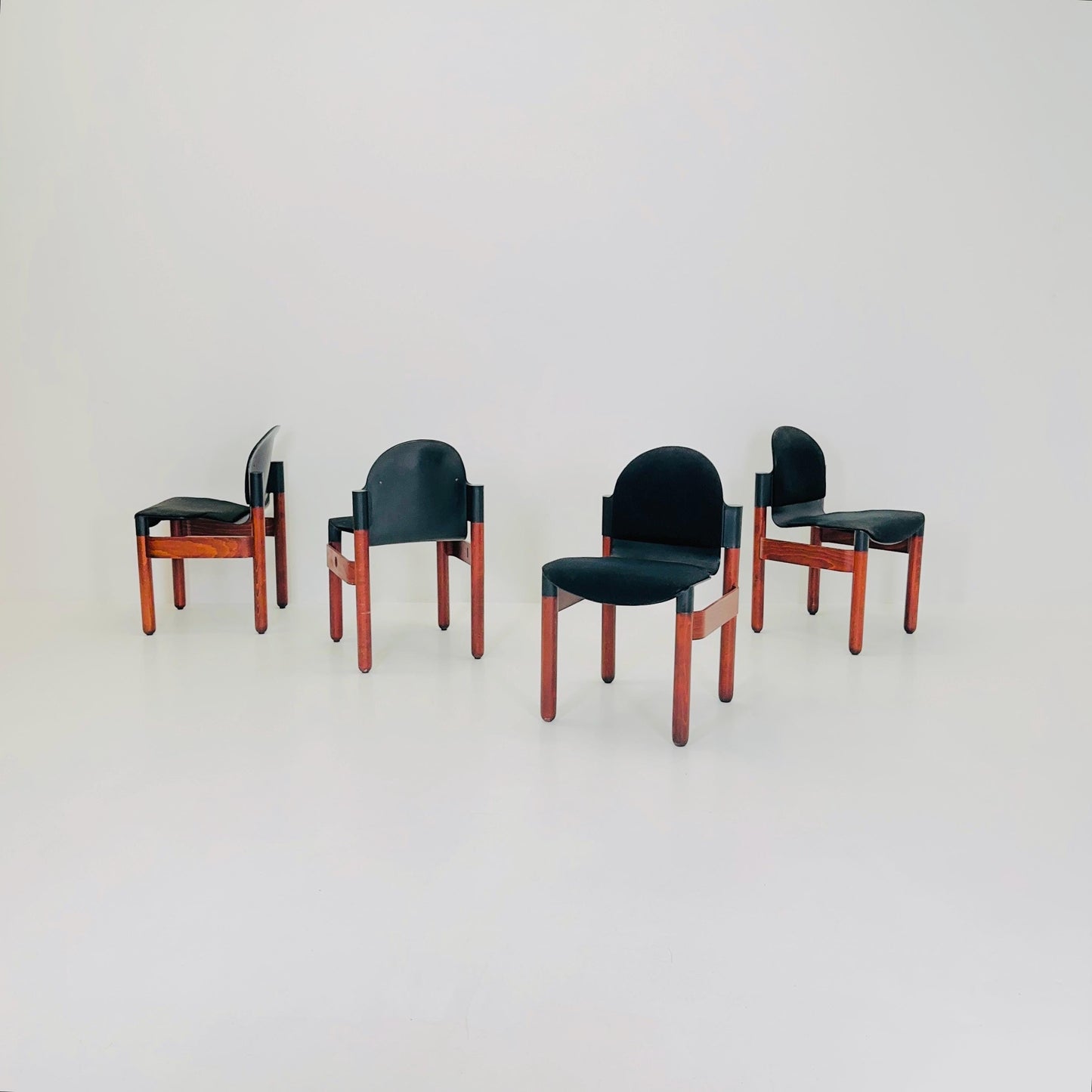 Set of 4 mid century dining chairs "Flex" by Gerd Lange for Thonet, 1970s West Germany