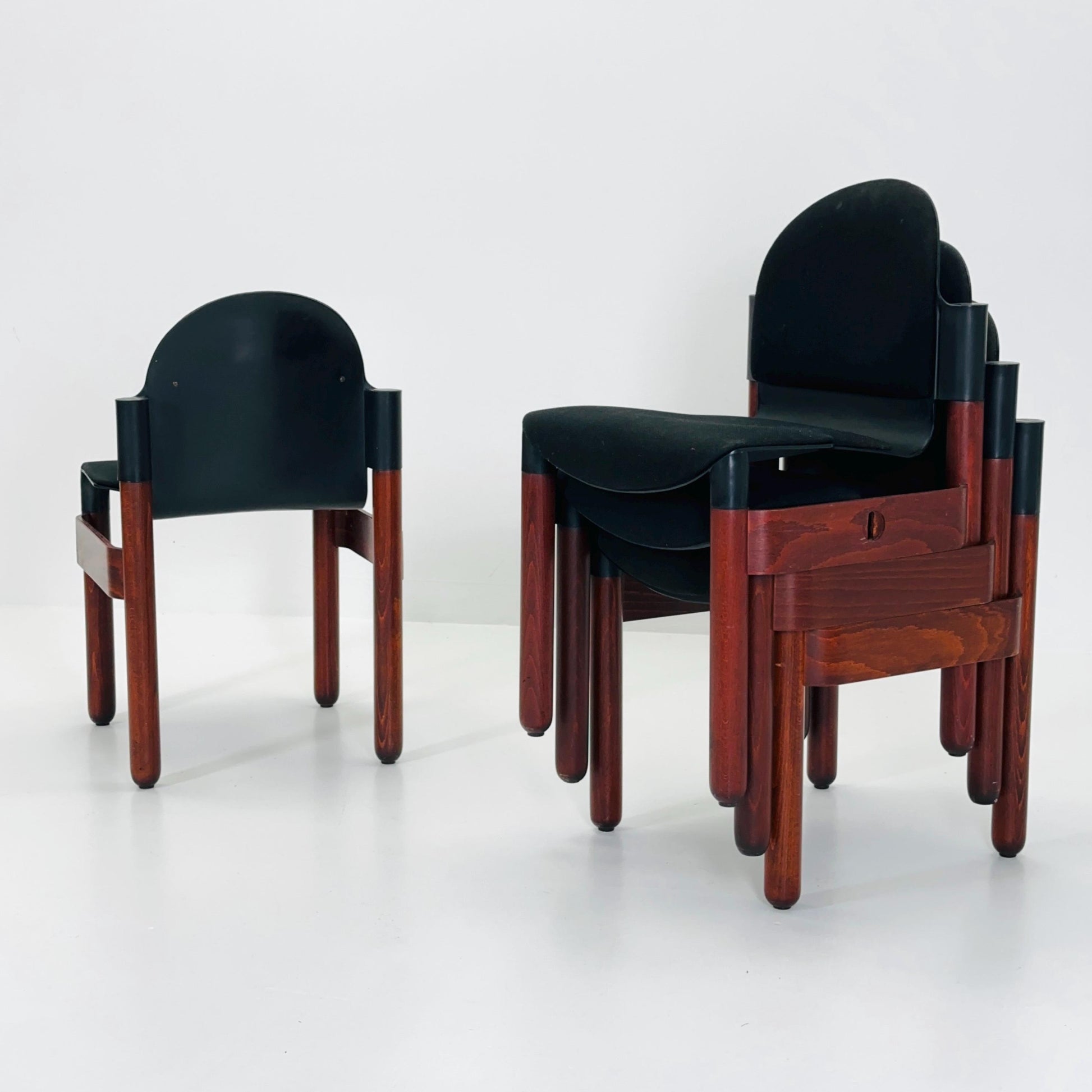 Set of 4 mid century dining chairs "Flex" by Gerd Lange for Thonet, 1970s West Germany