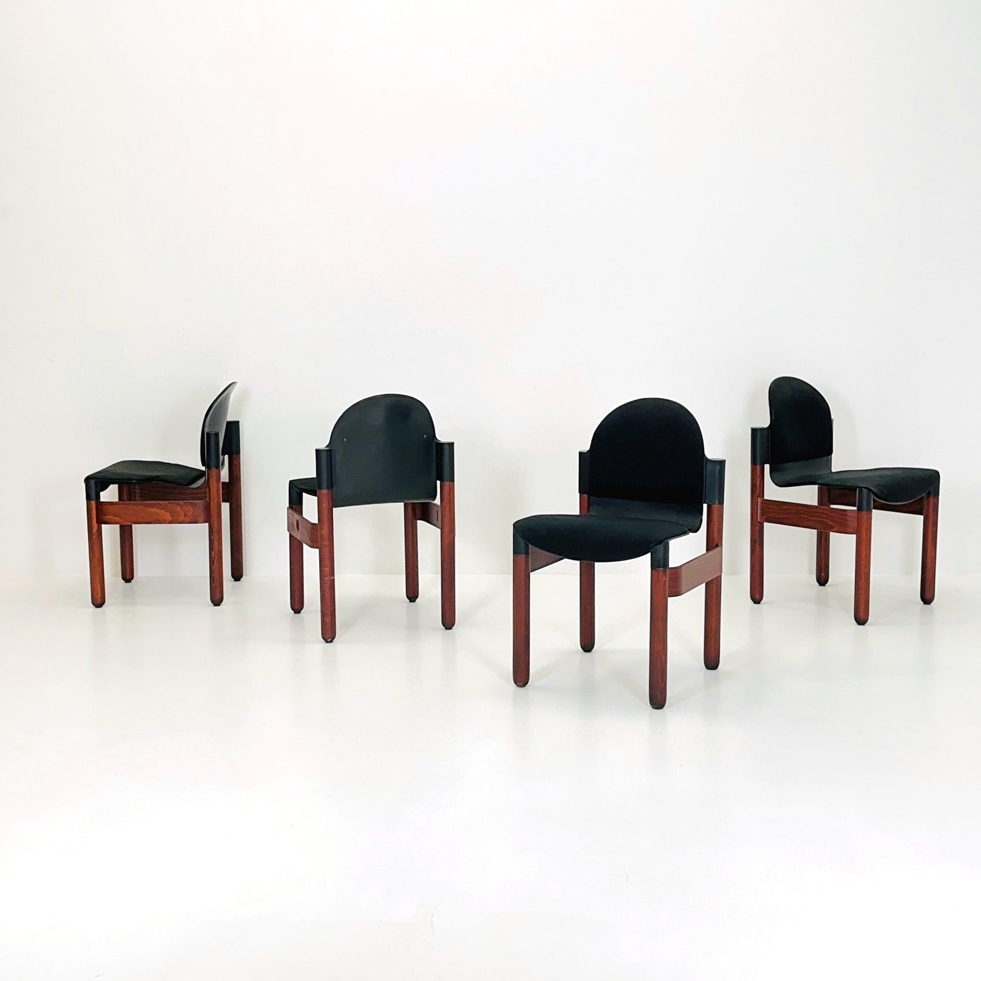 Set of 4 mid century dining chairs "Flex" by Gerd Lange for Thonet, 1970s West Germany