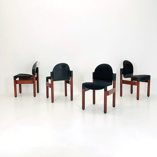 Set of 4 mid century dining chairs "Flex" by Gerd Lange for Thonet, 1970s West Germany