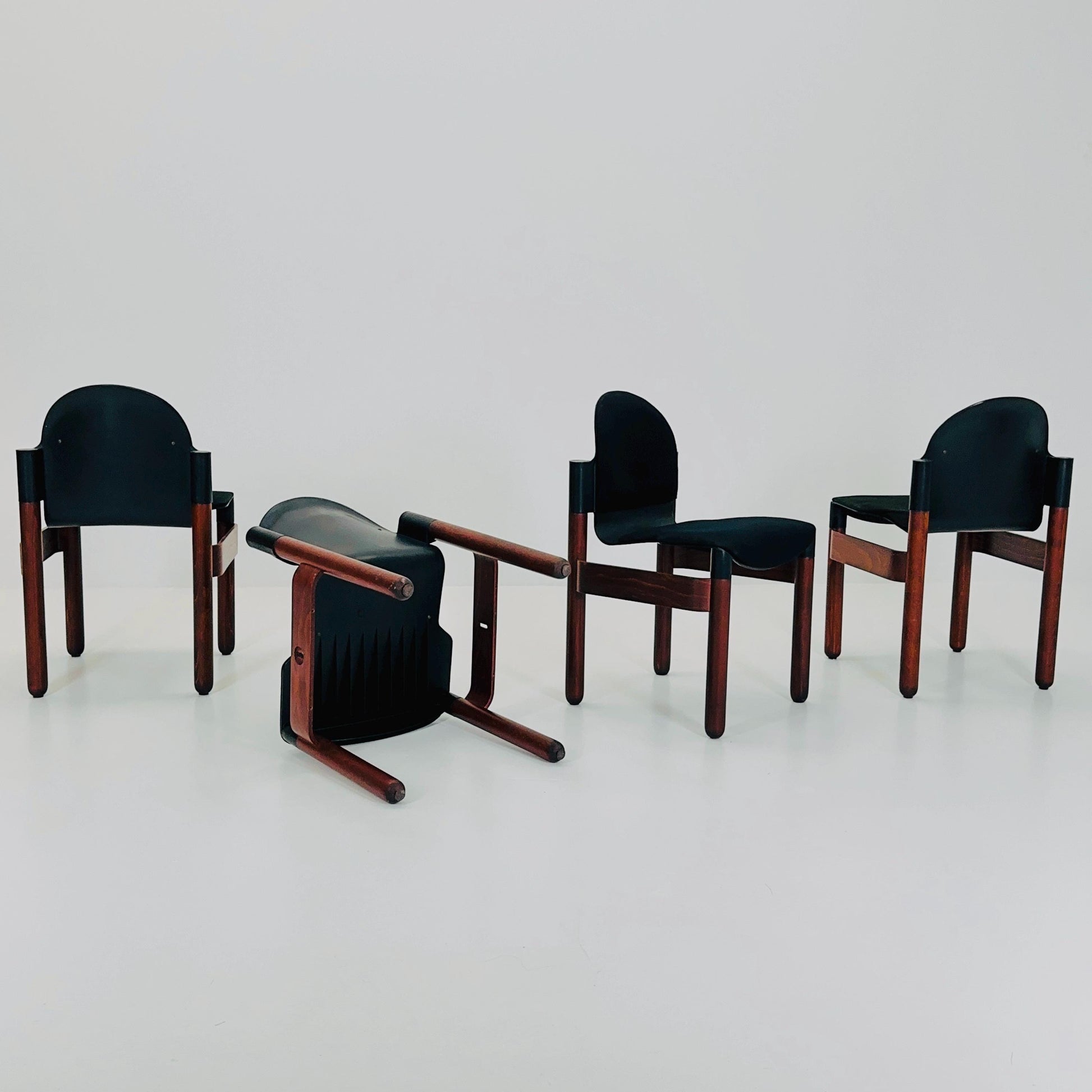 Set of 4 mid century dining chairs "Flex" by Gerd Lange for Thonet, 1970s West Germany