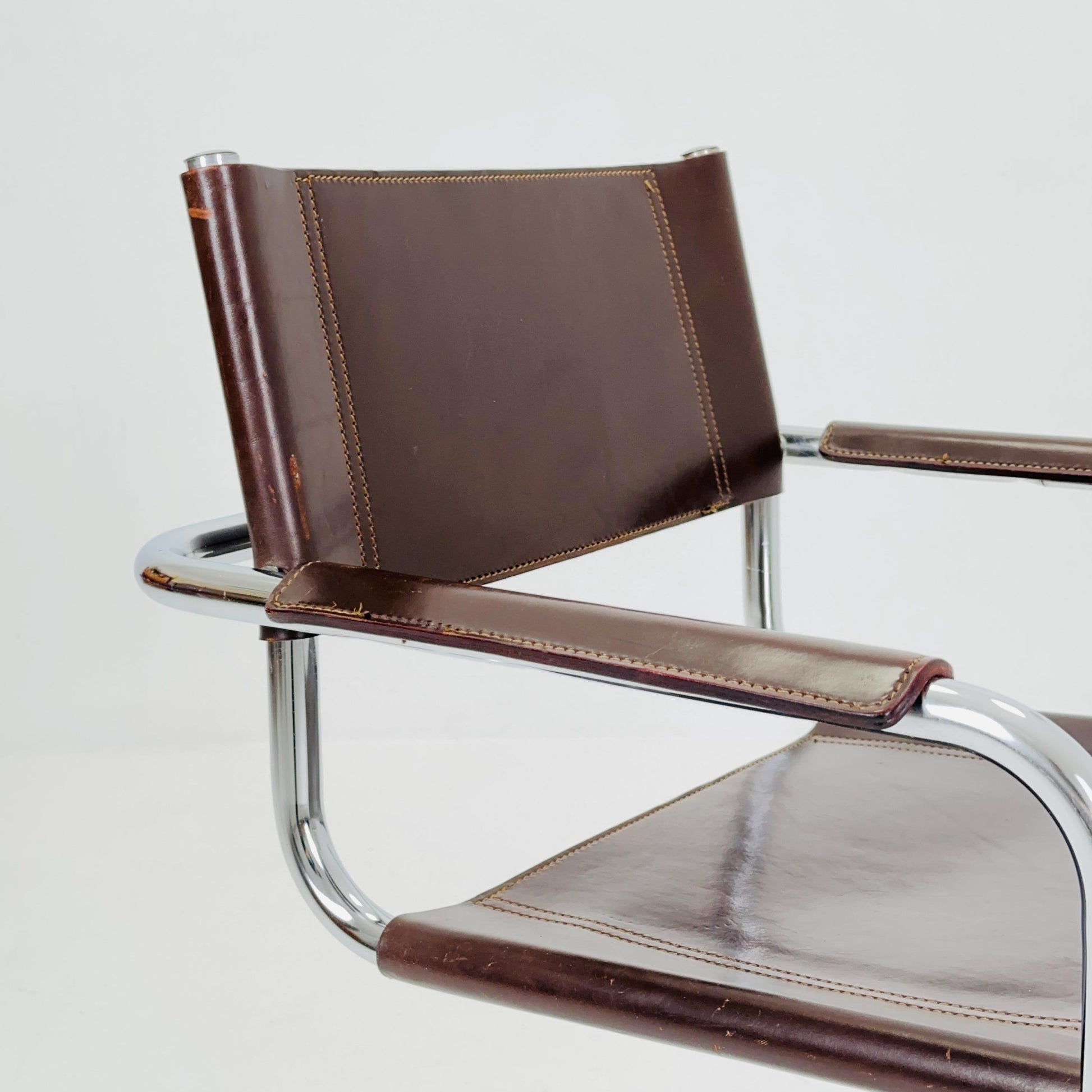 Mid-Century Bauhaus Dark Brown Armchair by Centro Studio Italy, 1980s