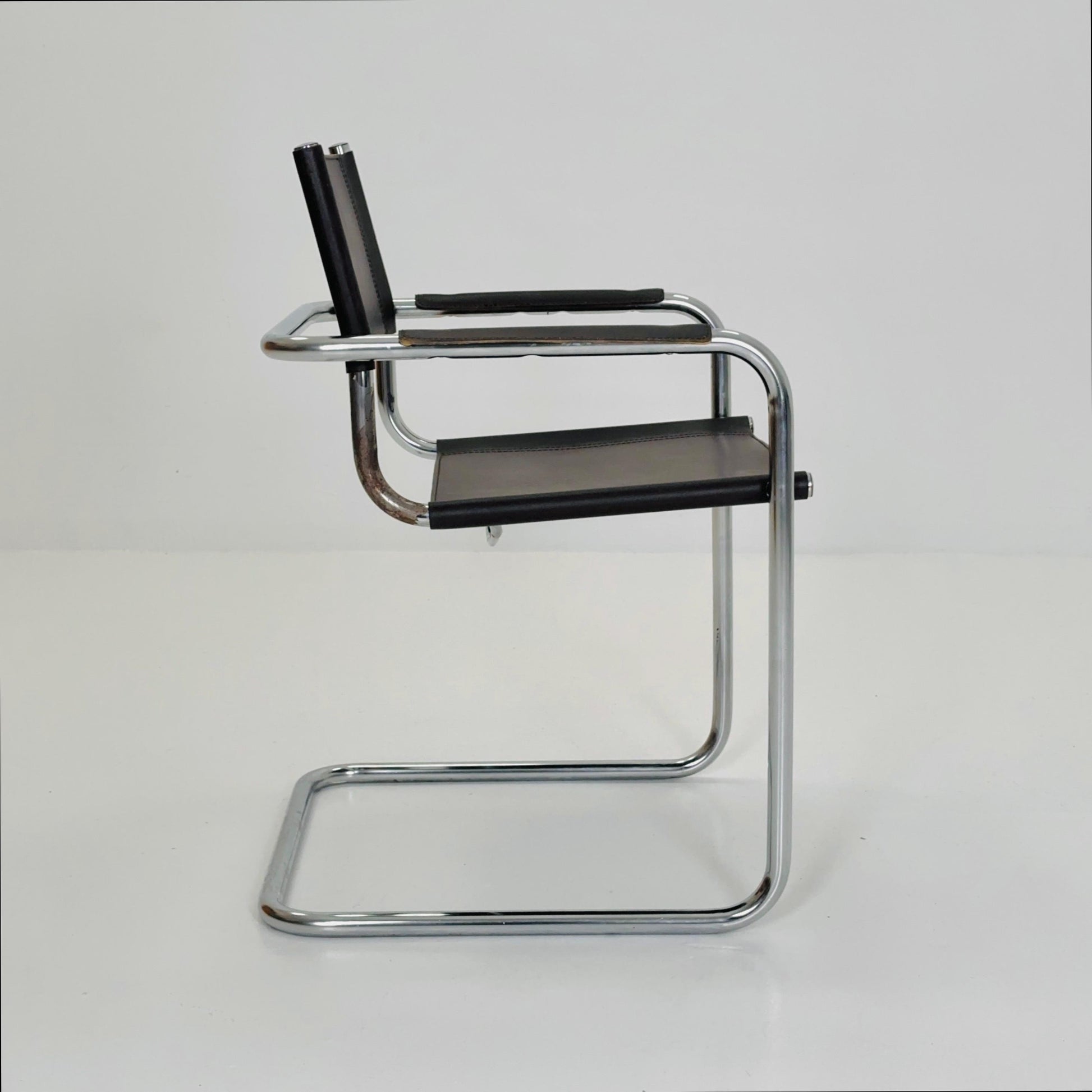 Mid-Century Bauhaus S34 Mart Stam Chocolat Brown armchair Italy, 1980s