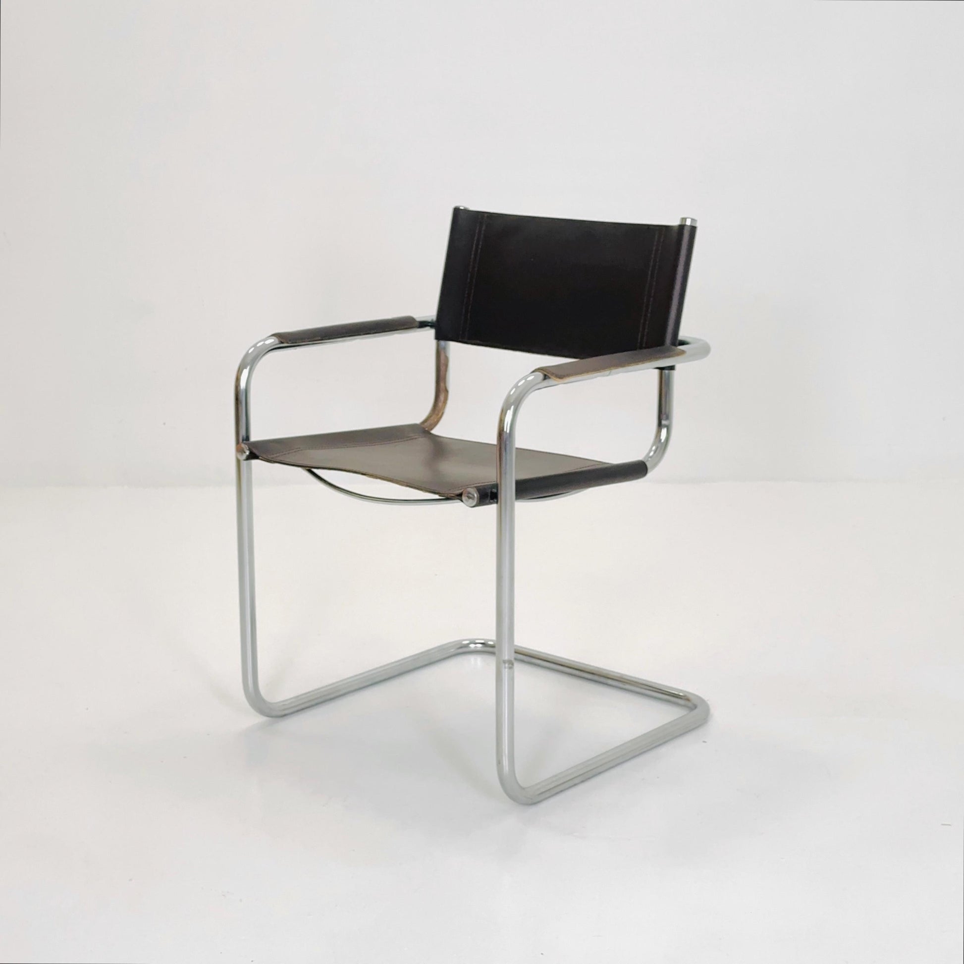 Mid-Century Bauhaus S34 Mart Stam Chocolat Brown armchair Italy, 1980s