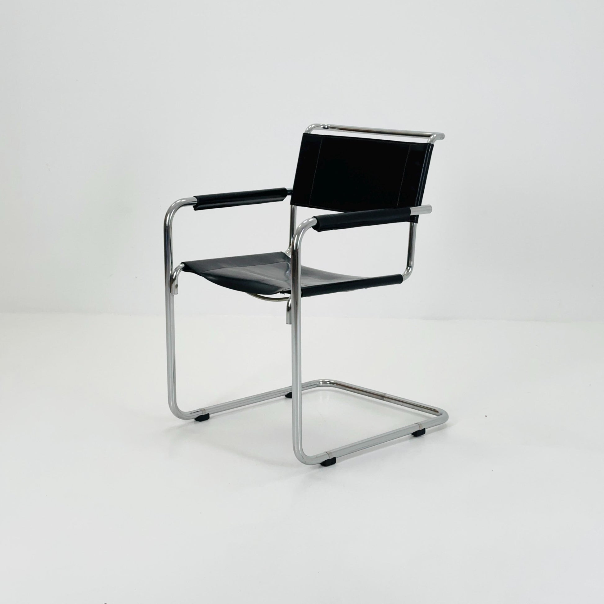 Mid century Black Leather S34 Cantilever Armchair by Mart Stam for Thonet ,1980s